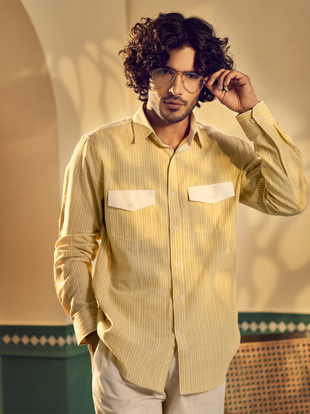 Earthpiece Classic Vertical Striped Spread Collar Chest Pocket Pure Cotton Casual Shirt, Yellow
Earthpiece Classic Vertical Striped Spread Collar Chest Pocket Pure Cotton Casual Shirt, Yellow
