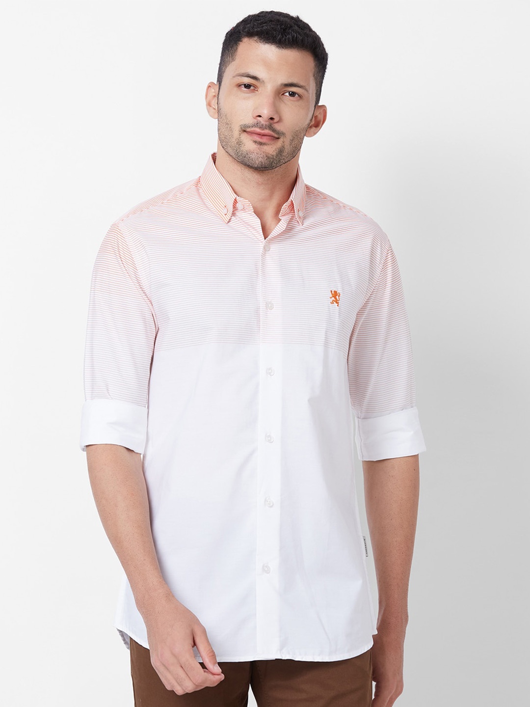 GIORDANO Slim Fit Horizontal Striped Button Down Collar Pure Cotton Casual Shirt, Orange
GIORDANO Slim Fit Horizontal Striped Button Down Collar Pure Cotton Casual Shirt, Orange