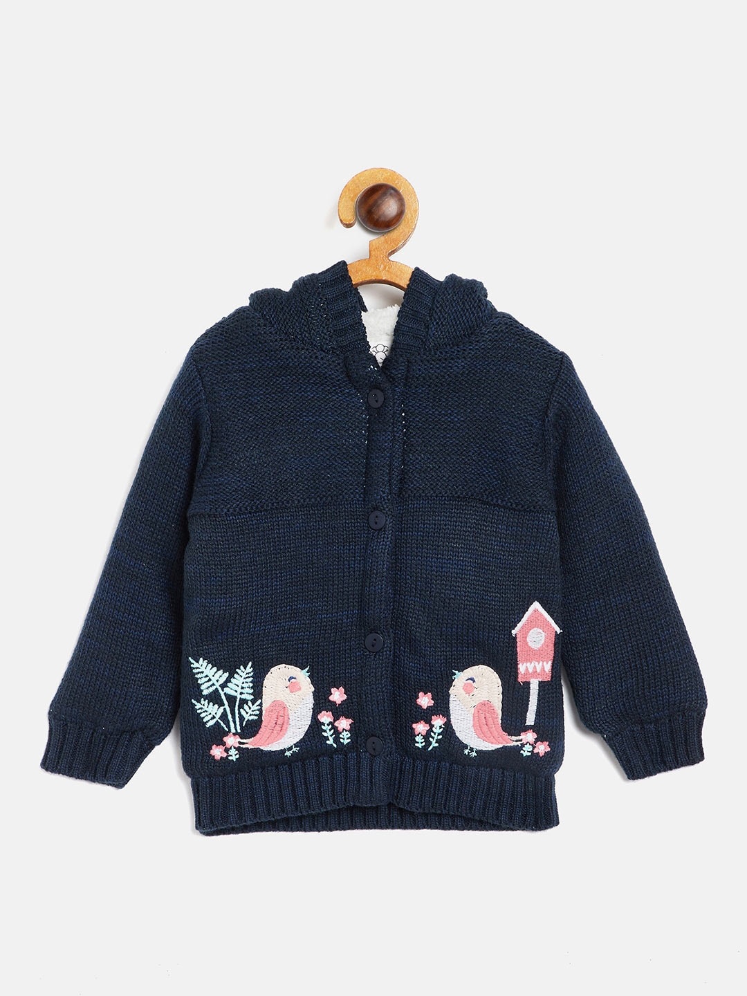 Wildlinggs Girls Pure Cotton Hooded Cardigan With Embroidered Detail Sweater, Navy blue
Wildlinggs Girls Pure Cotton Hooded Cardigan With Embroidered Detail Sweater, Navy blue