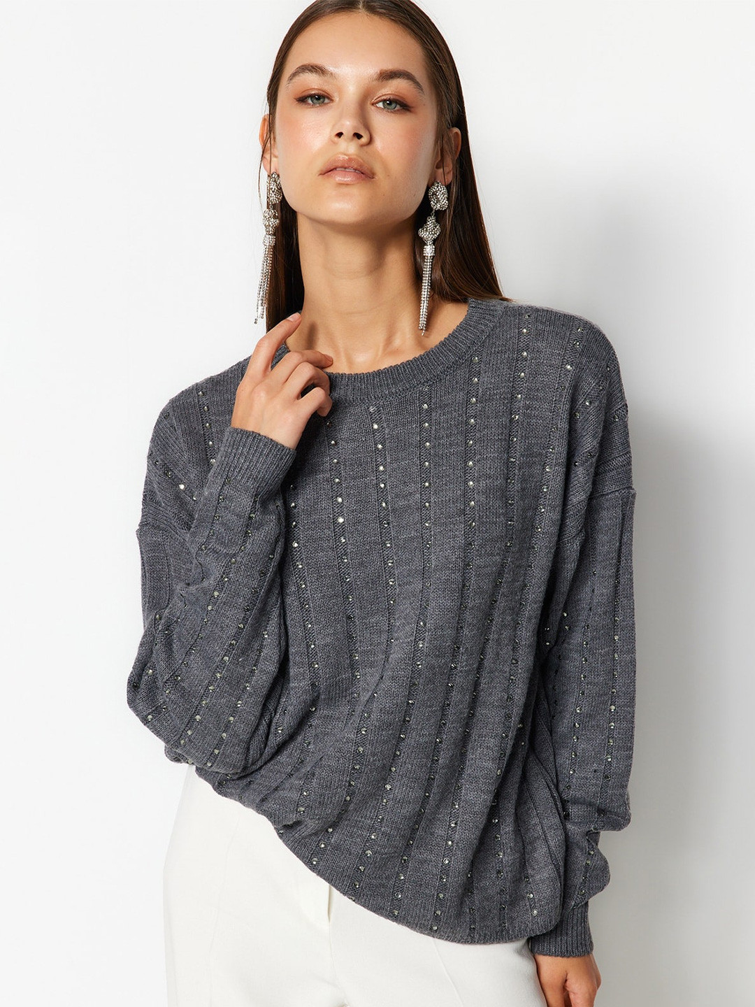 Trendyol Ribbed Round Neck Casual Pullover Sweaters, Grey
Trendyol Ribbed Round Neck Casual Pullover Sweaters, Grey