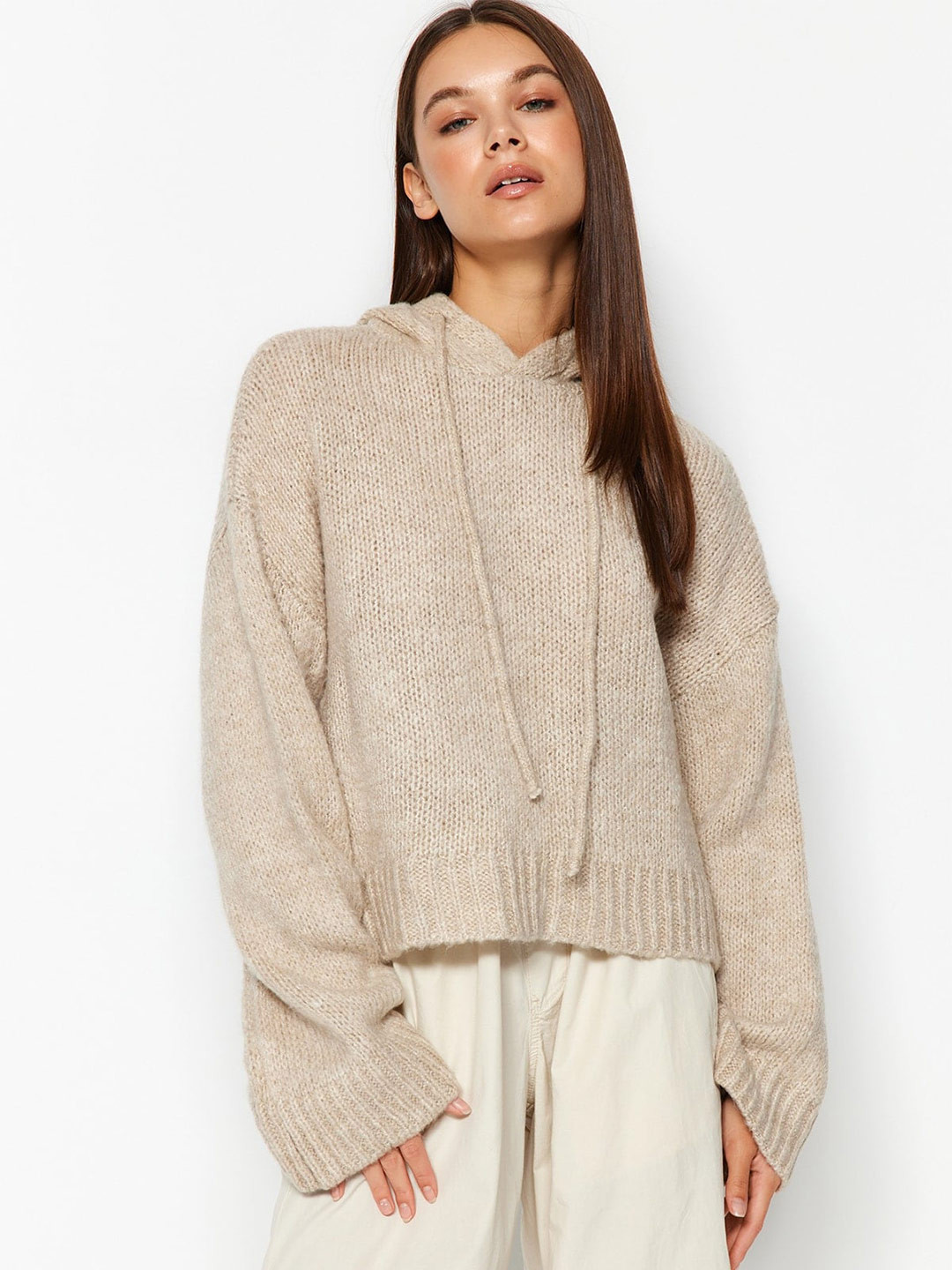 Trendyol Ribbed Hooded Acrylic Pullover, Beige
Trendyol Ribbed Hooded Acrylic Pullover, Beige