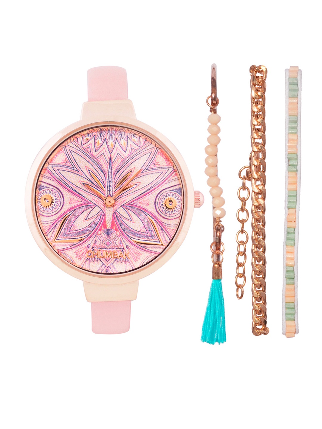 TEAL BY CHUMBAK Women Watch Gift Set, Pink