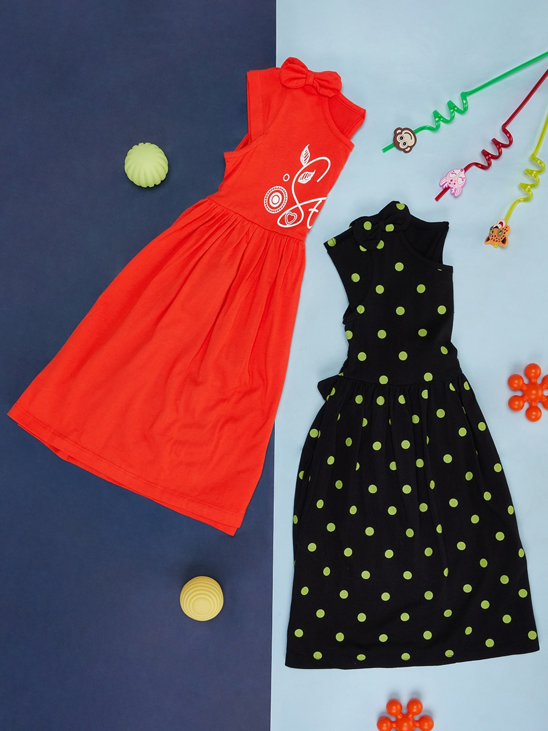 YU by Pantaloons Girls Pack of 2 Typography Printed Gathered Cotton Fit & Flare Dress, Red
YU by Pantaloons Girls Pack of 2 Typography Printed Gathered Cotton Fit & Flare Dress, Red