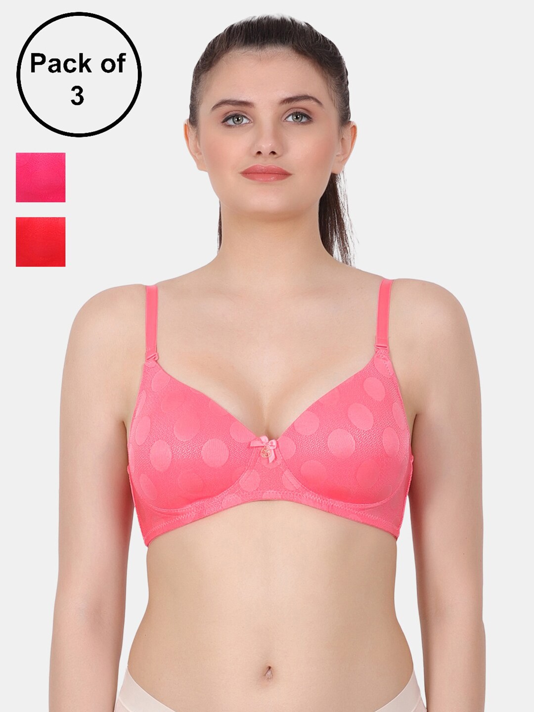 Amour Secret Pack Of 3 Full Coverage Polka Dot Lightly Padded All Day Comfort Everyday Bra, Pink
Amour Secret Pack Of 3 Full Coverage Polka Dot Lightly Padded All Day Comfort Everyday Bra, Pink