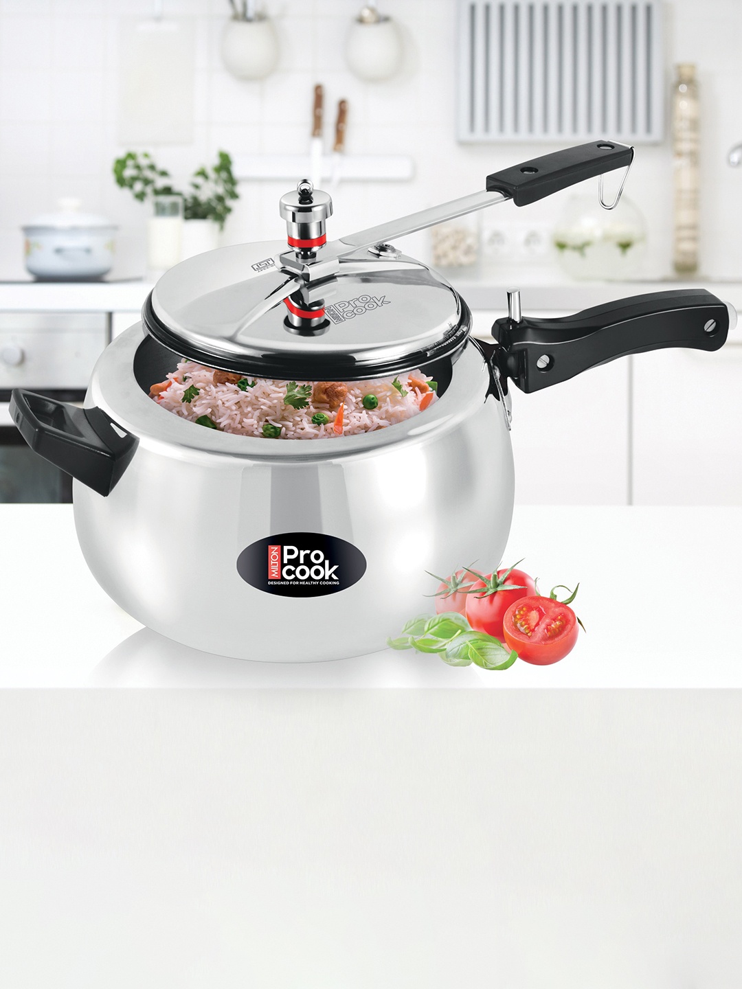 Milton Pro Cook Silver Toned Curve Pressure Cooker & Inner Lid Non Induction Bottom 5 L
Milton Pro Cook Silver Toned Curve Pressure Cooker & Inner Lid Non Induction Bottom 5 L