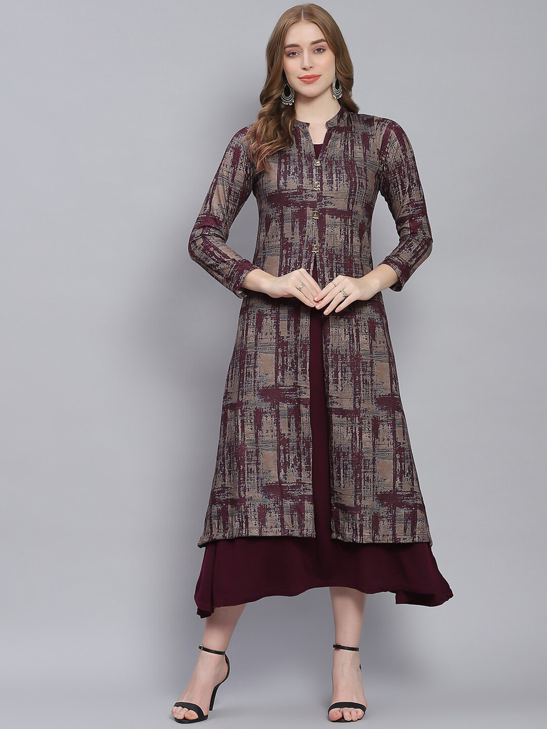 Monte Carlo Abstract Printed Mandarin Collar Woollen A-Line Kurta, Maroon
Monte Carlo Abstract Printed Mandarin Collar Woollen A-Line Kurta, Maroon