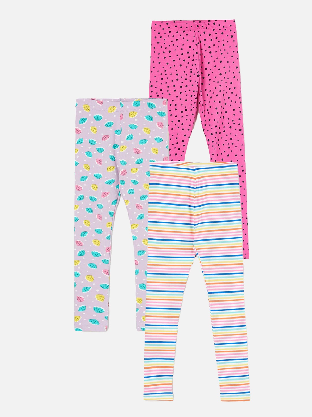 Fame Forever by Lifestyle Girls Pack Of 3 Printed Ankle Length Leggings, Blue