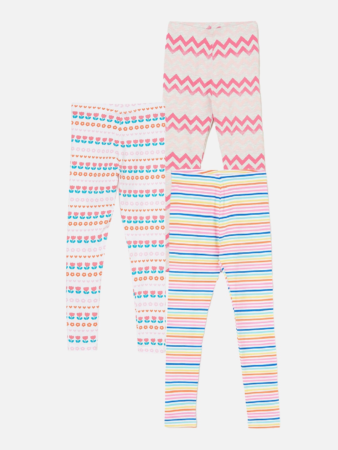 Fame Forever by Lifestyle Girls Pack Of 3 Printed Ankle Length Leggings, Blue