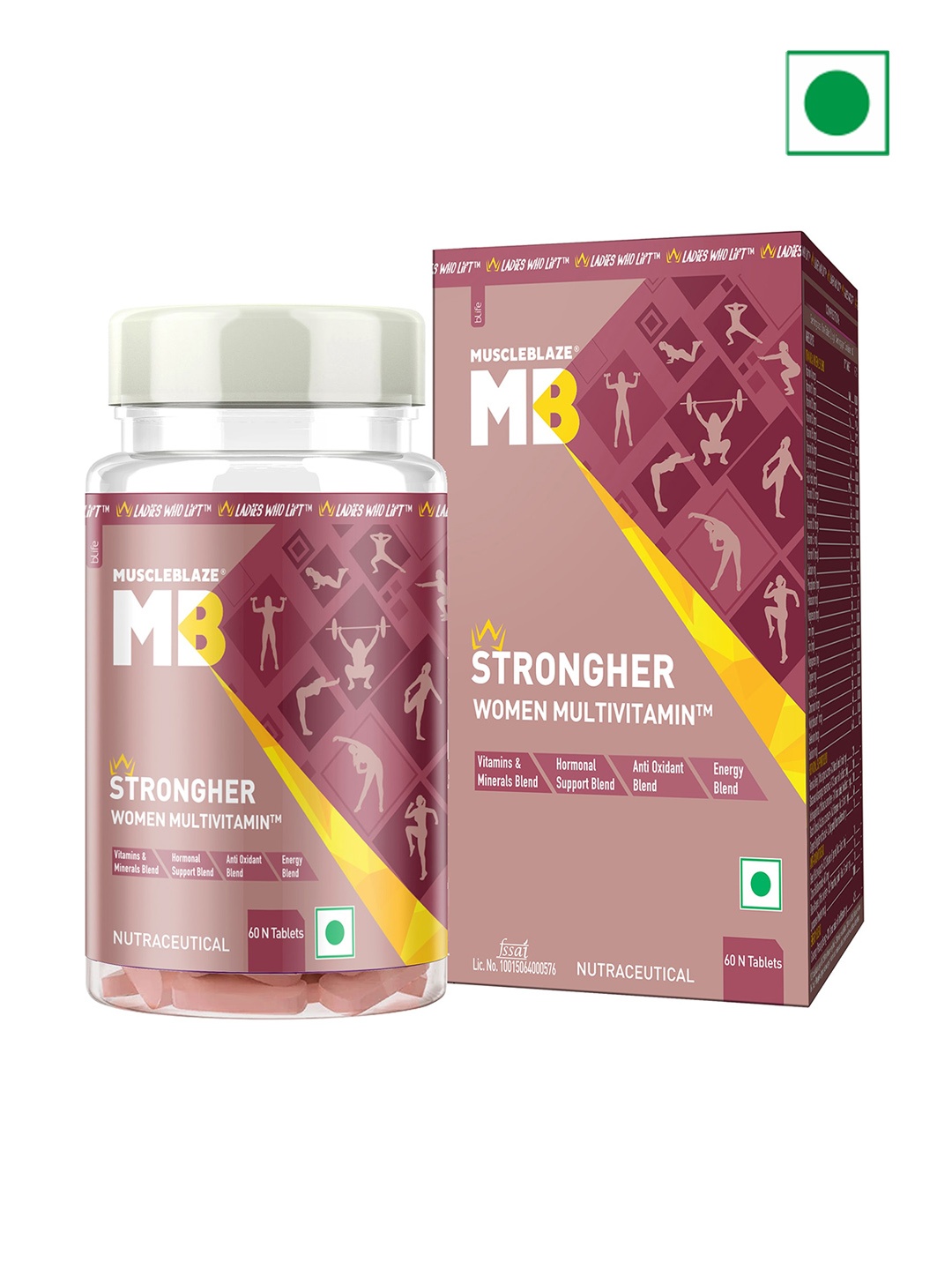 MuscleBlaze StrongHer Women Multivitamins For Daily Nutritional Needs - 60 Tablets, Pink
MuscleBlaze StrongHer Women Multivitamins For Daily Nutritional Needs - 60 Tablets, Pink