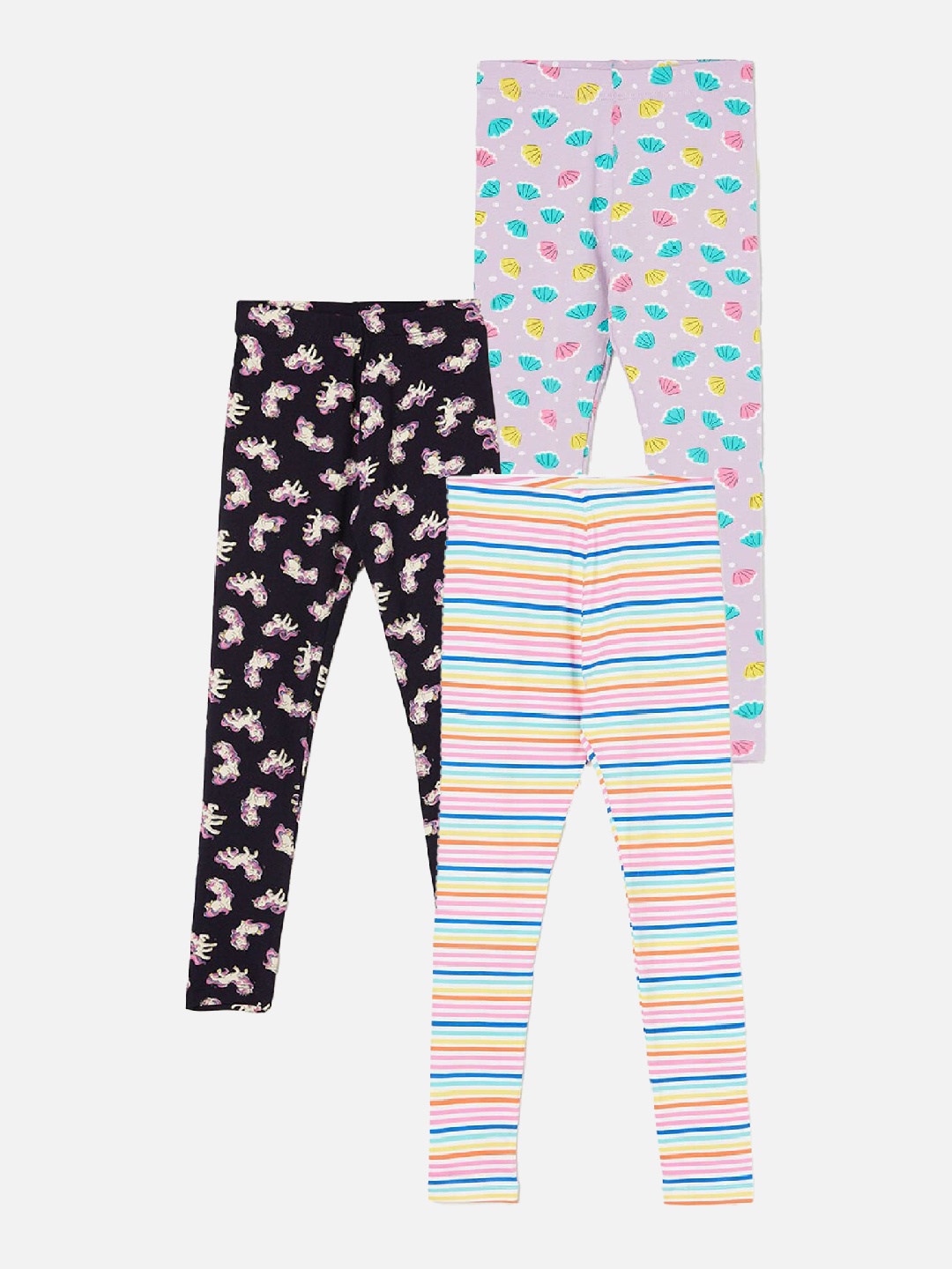 Fame Forever by Lifestyle Girls Pack Of 3 Printed Ankle Length Leggings, Blue