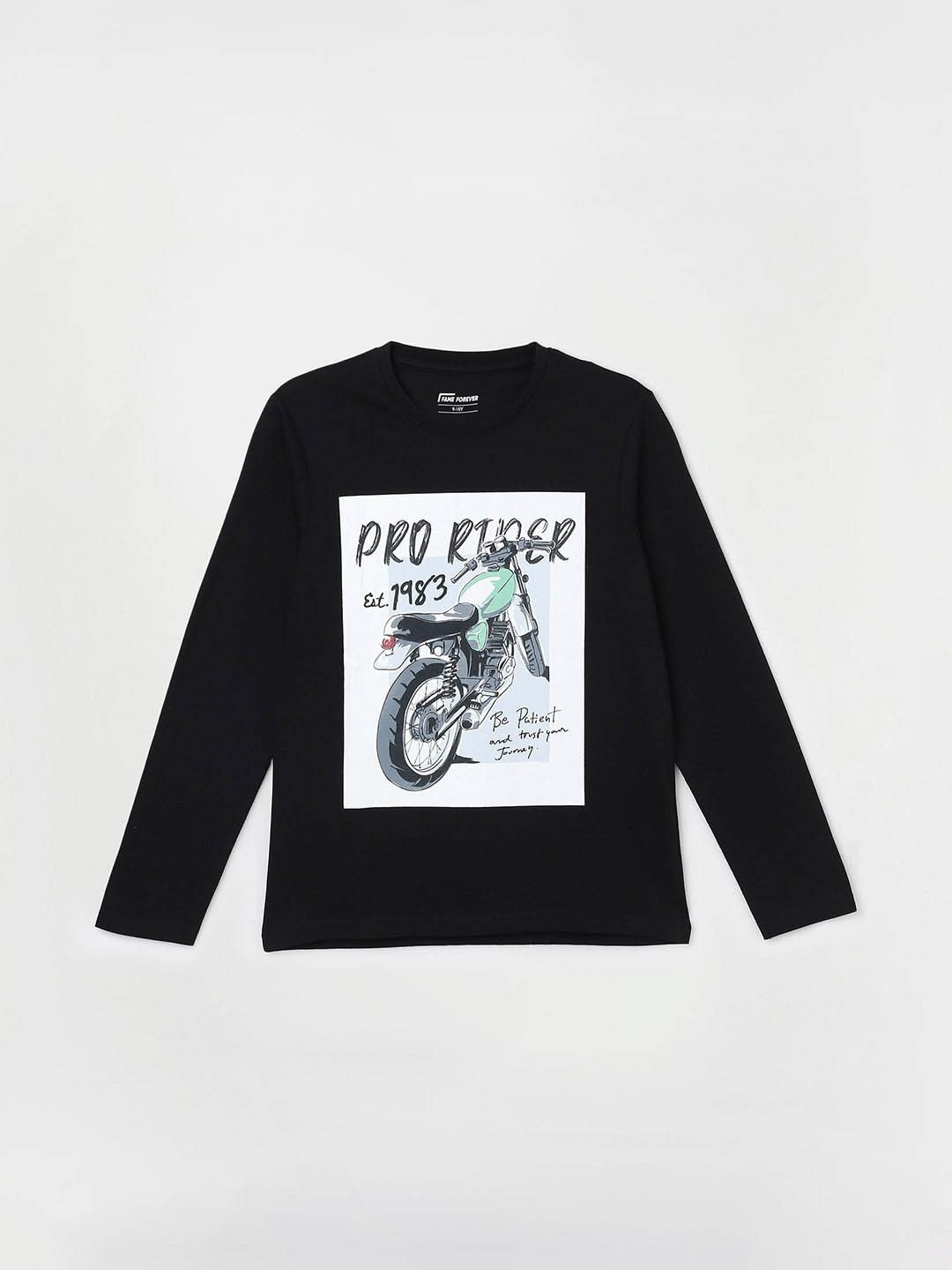 Fame Forever by Lifestyle Boys Graphic Printed Round Neck Cotton Regular T-shirt, Black
Fame Forever by Lifestyle Boys Graphic Printed Round Neck Cotton Regular T-shirt, Black