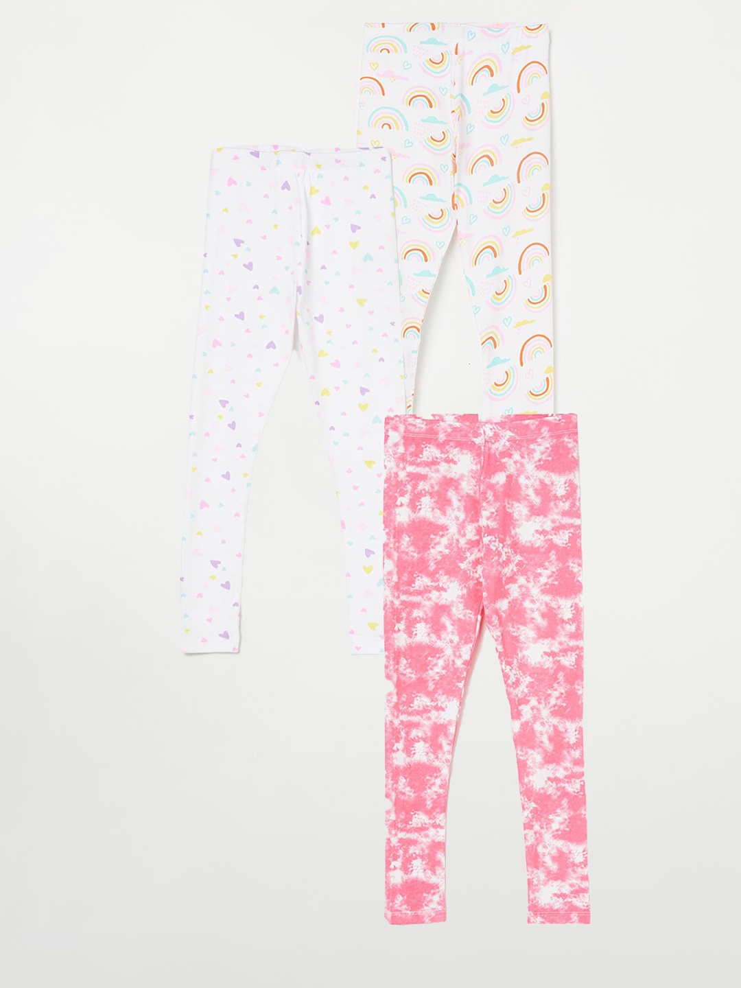 Fame Forever by Lifestyle Girls Pack Of 3 Printed Cotton Leggings, White