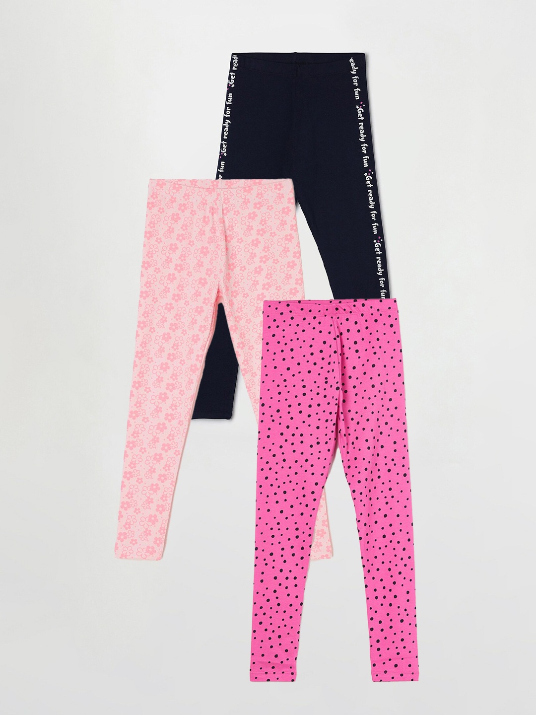 Fame Forever by Lifestyle Girls Pack Of 3 Printed Leggings, Pink
