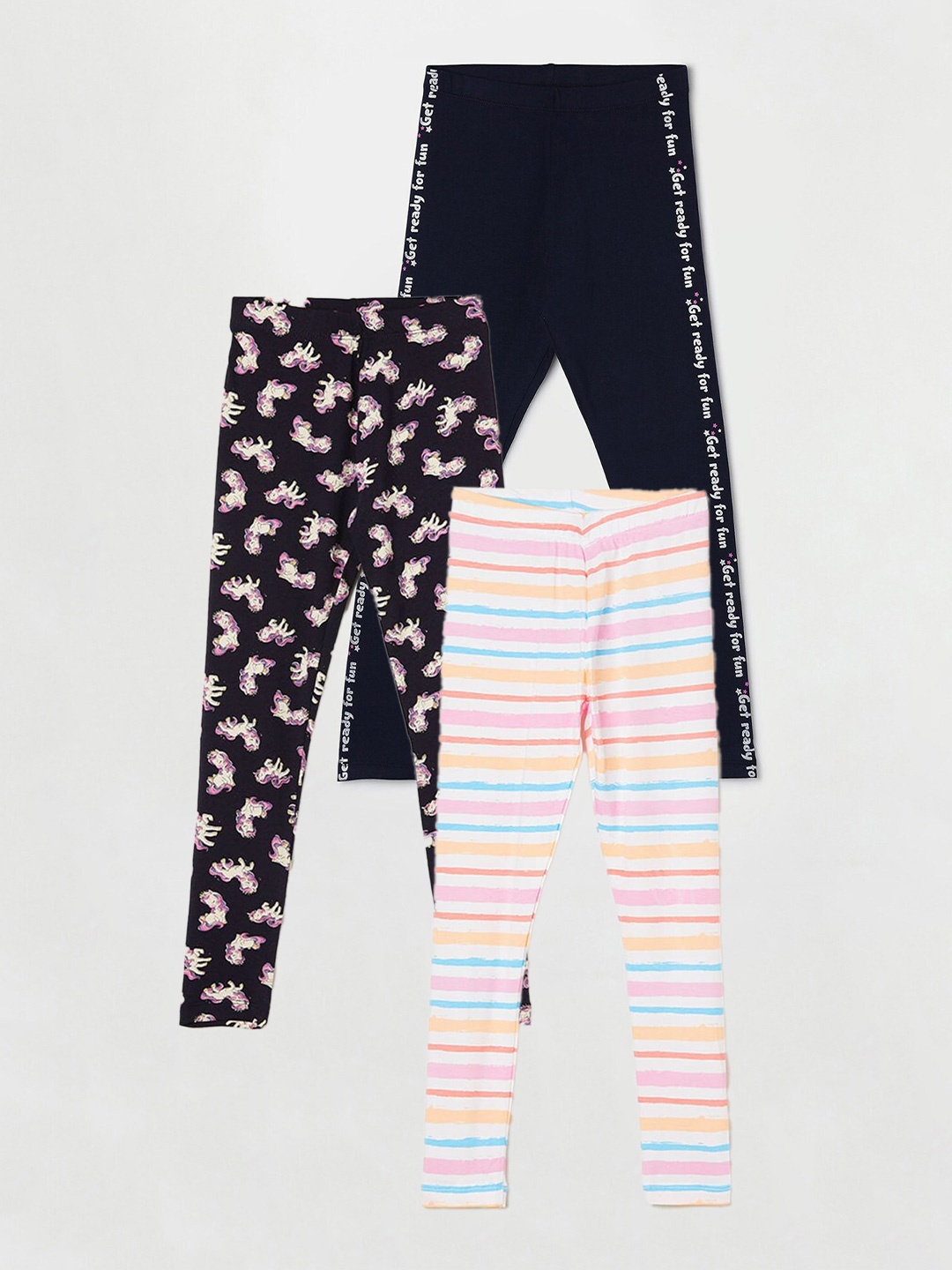 Fame Forever by Lifestyle Girls Pack Of 3 Printed Leggings, White
