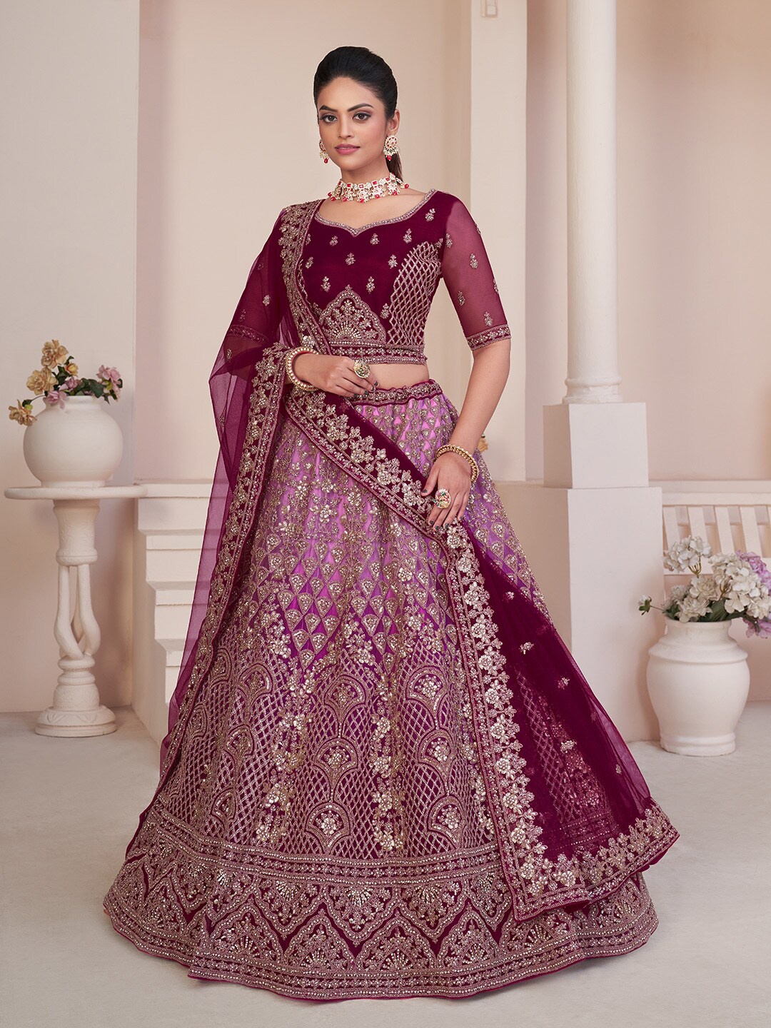 Fusionic Embellished Shibori Semi-Stitched Lehenga & Unstitched Blouse With Dupatta, Maroon
Fusionic Embellished Shibori Semi-Stitched Lehenga & Unstitched Blouse With Dupatta, Maroon