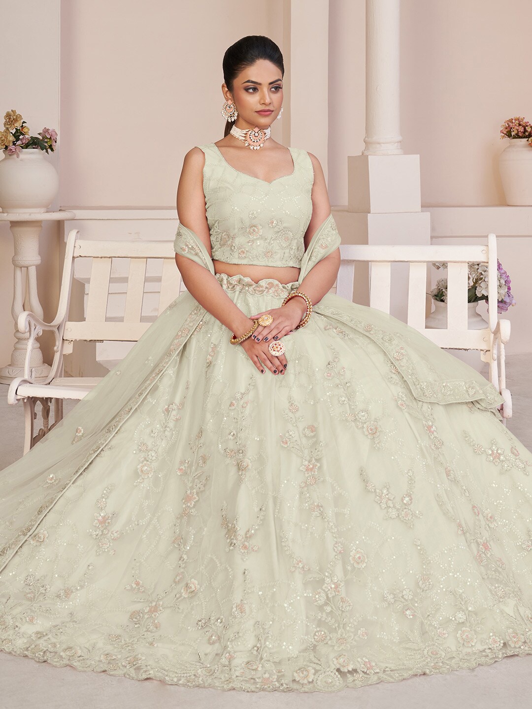 Fusionic Embellished Thread Work Semi-Stitched Lehenga & Unstitched Blouse With Dupatta, White
Fusionic Embellished Thread Work Semi-Stitched Lehenga & Unstitched Blouse With Dupatta, White