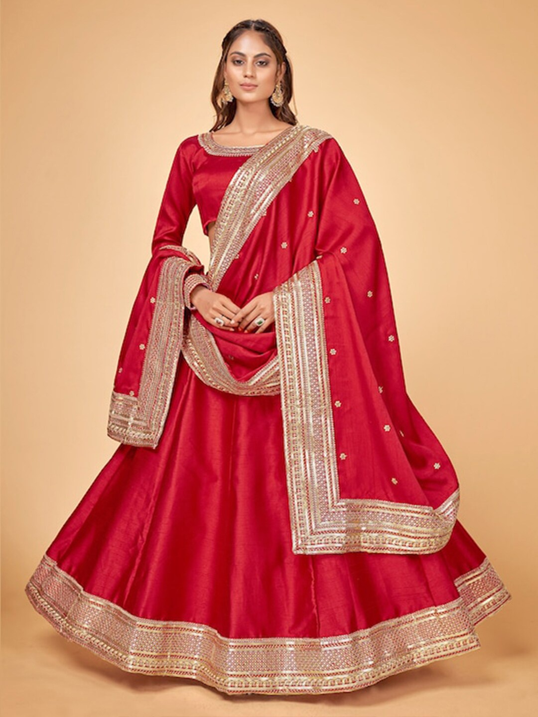 Fusionic Embellished Patchwork Semi-Stitched Lehenga & Unstitched Blouse With Dupatta, Red
Fusionic Embellished Patchwork Semi-Stitched Lehenga & Unstitched Blouse With Dupatta, Red