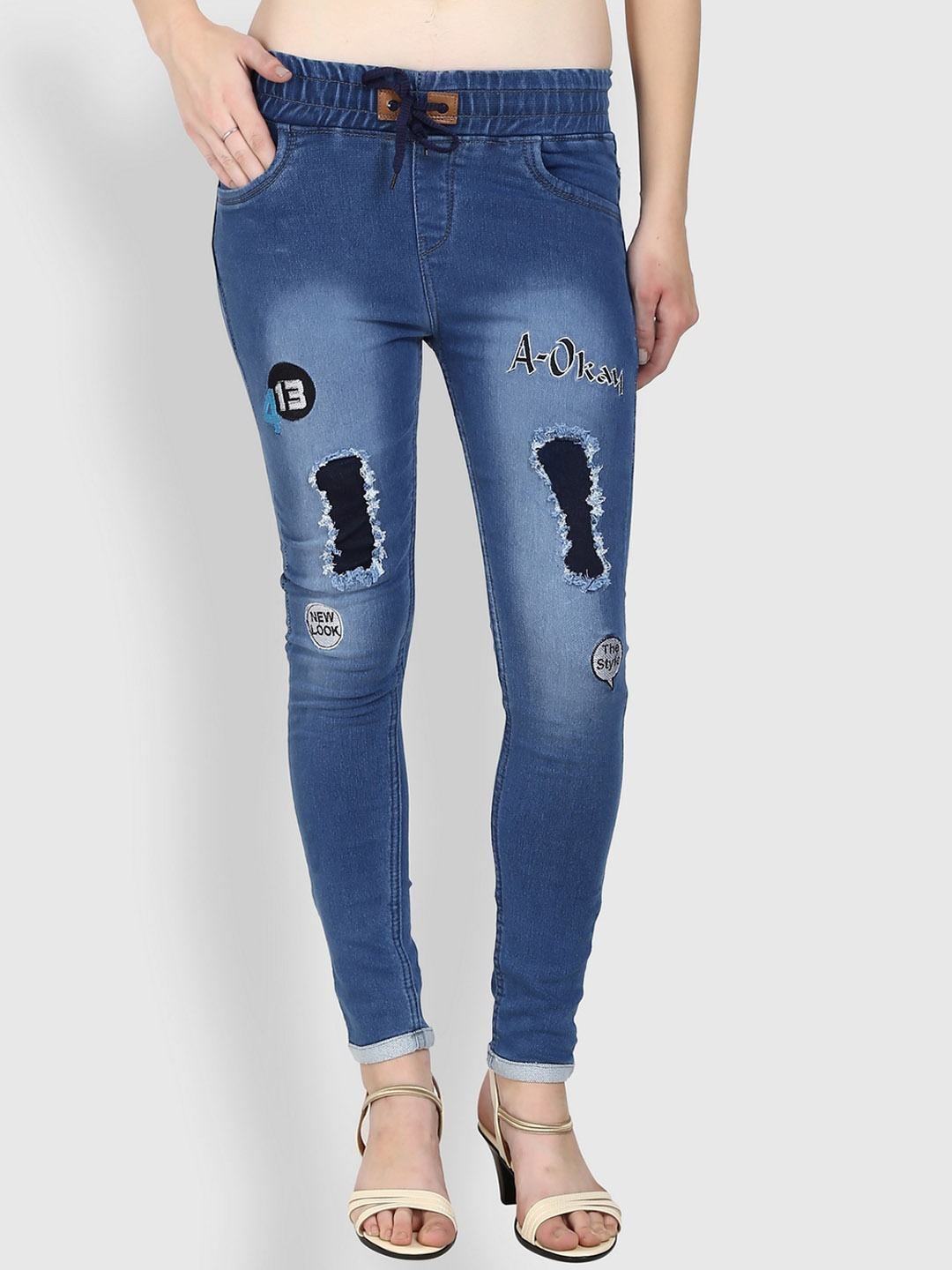 A-Okay Women Skinny Fit Mildly Distressed Light Fade Embroidered Stretchable Jeans, Blue
A-Okay Women Skinny Fit Mildly Distressed Light Fade Embroidered Stretchable Jeans, Blue
