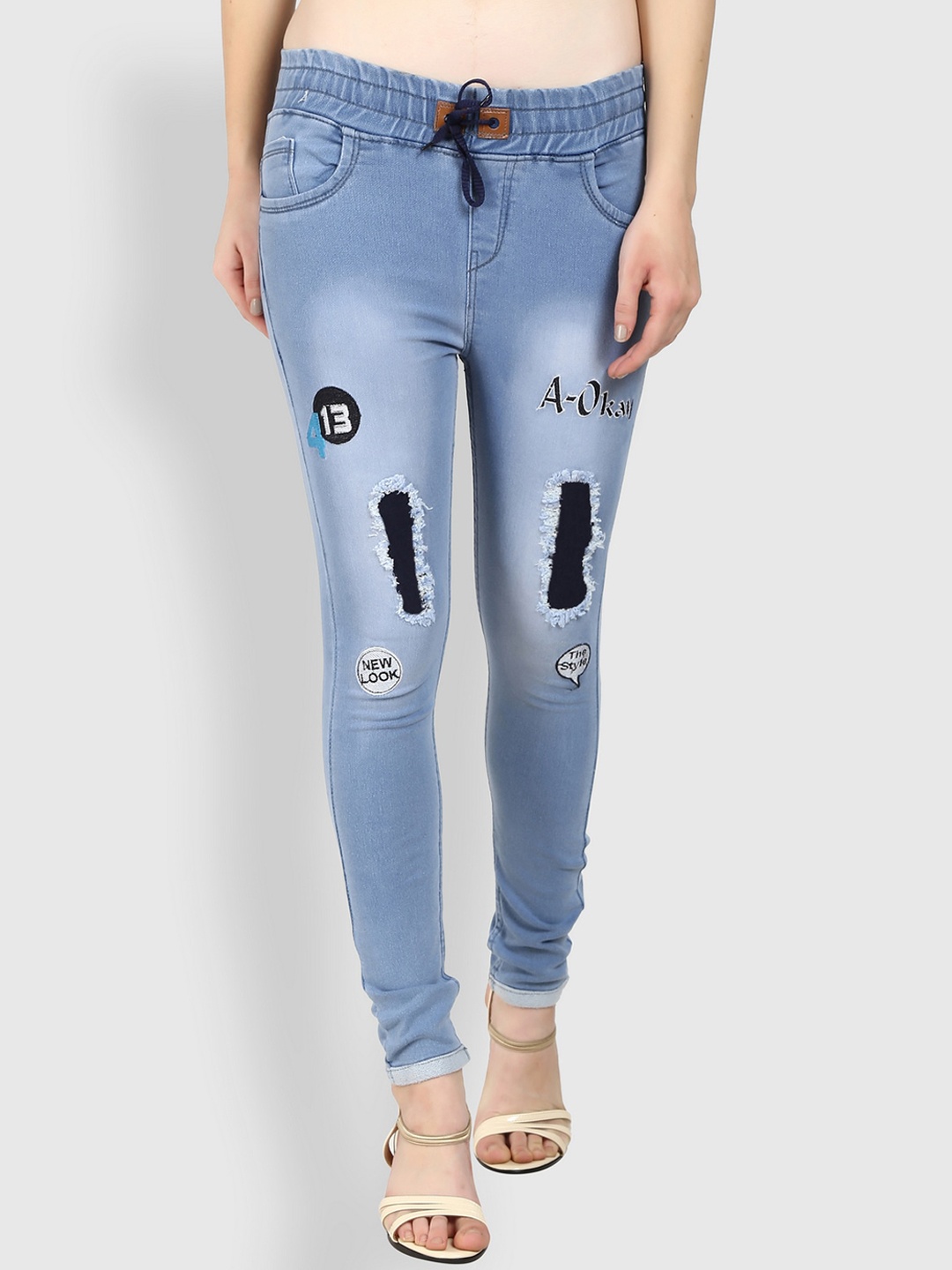 A-Okay Women Skinny Fit Mildly Distressed Heavy Fade Embroidered Stretchable Jeans, Turquoise blue
A-Okay Women Skinny Fit Mildly Distressed Heavy Fade Embroidered Stretchable Jeans, Turquoise blue