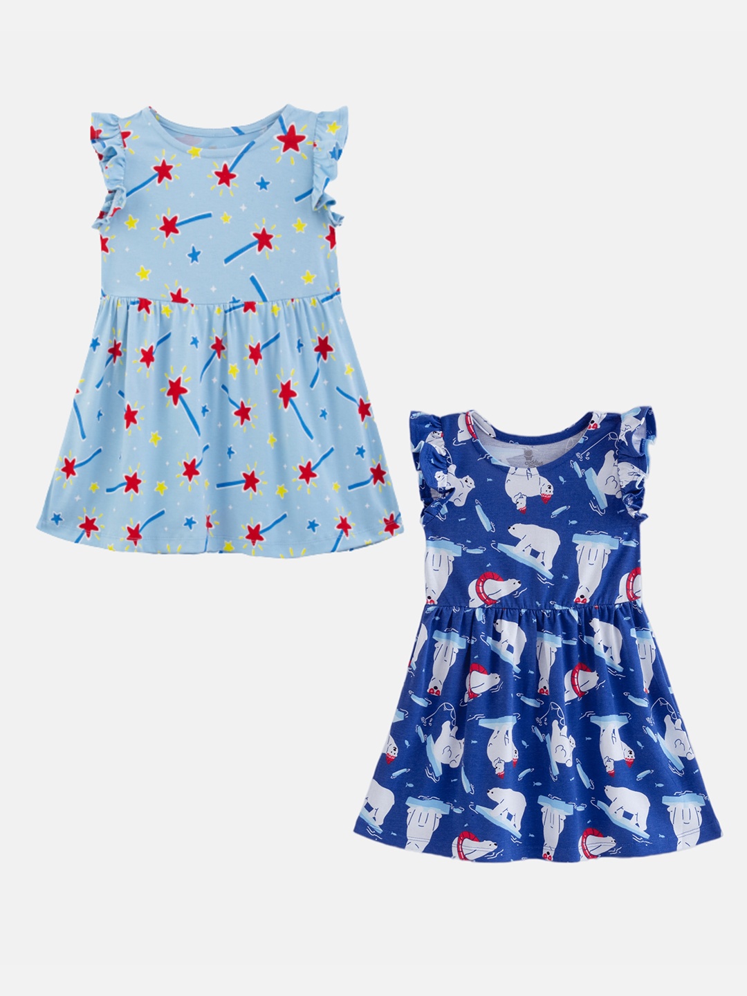 Cuddles for Cubs Girls Pack Of 2 Conversational Printed Cotton Fit & Flare Dress, Blue
Cuddles for Cubs Girls Pack Of 2 Conversational Printed Cotton Fit & Flare Dress, Blue