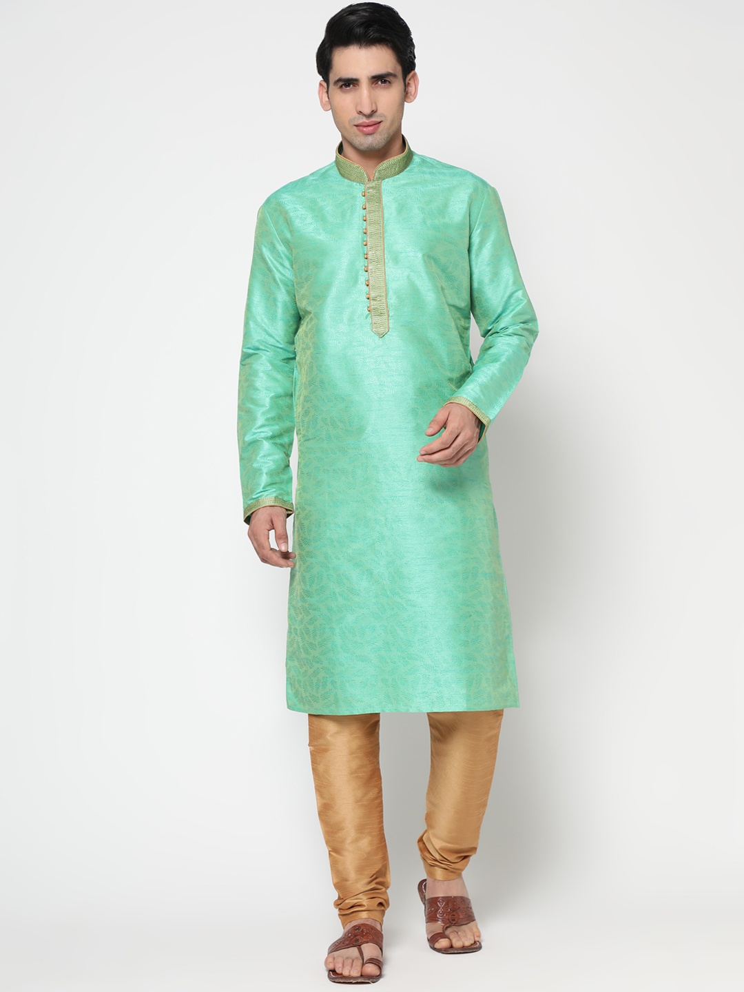 ZARIMO Ethnic Motifs Woven Design Thread Work Zari Jacquard Cotton Silk Kurta, Sea green
ZARIMO Ethnic Motifs Woven Design Thread Work Zari Jacquard Cotton Silk Kurta, Sea green
