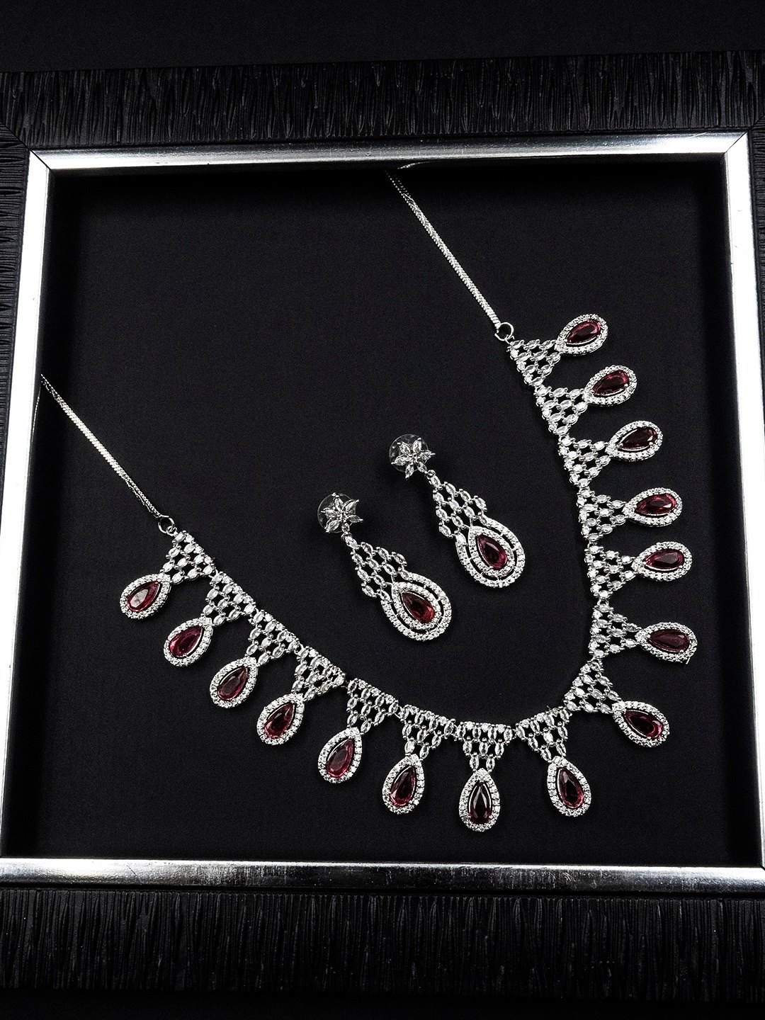 StileAdda Silver Plated American Diamond & Cubic Zirconia Studded Jewellery Set
StileAdda Silver Plated American Diamond & Cubic Zirconia Studded Jewellery Set