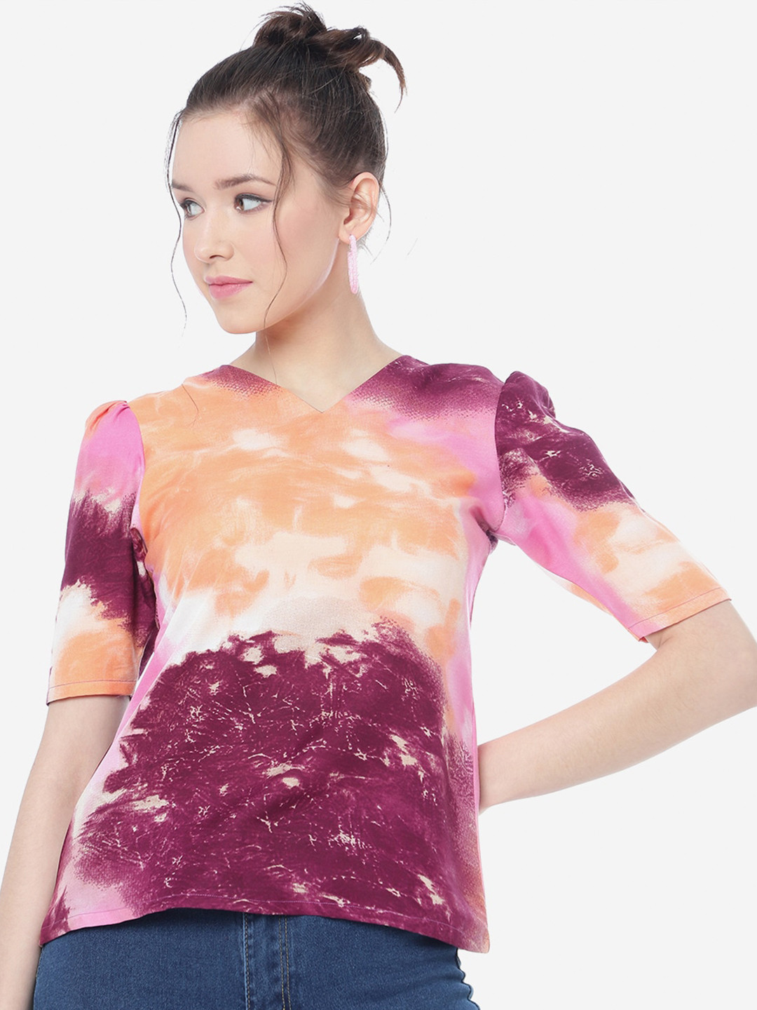 DressBerry Purple Tie and Dyed Puff Sleeves Top
DressBerry Purple Tie and Dyed Puff Sleeves Top