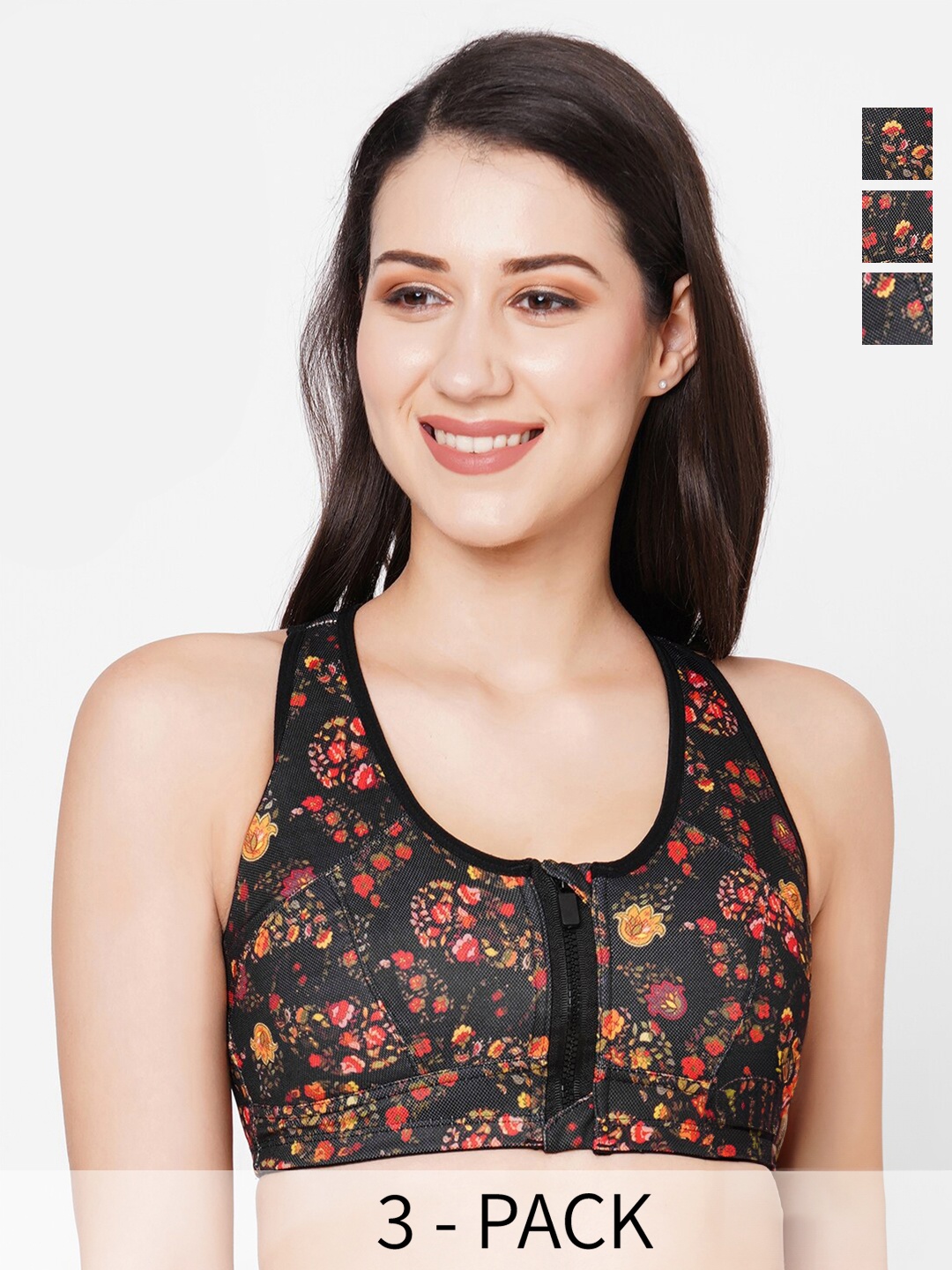 Inner Sense Pack of 3 Floral Printed Anti Odour Workout Bra With Anti Microbial, Black
Inner Sense Pack of 3 Floral Printed Anti Odour Workout Bra With Anti Microbial, Black