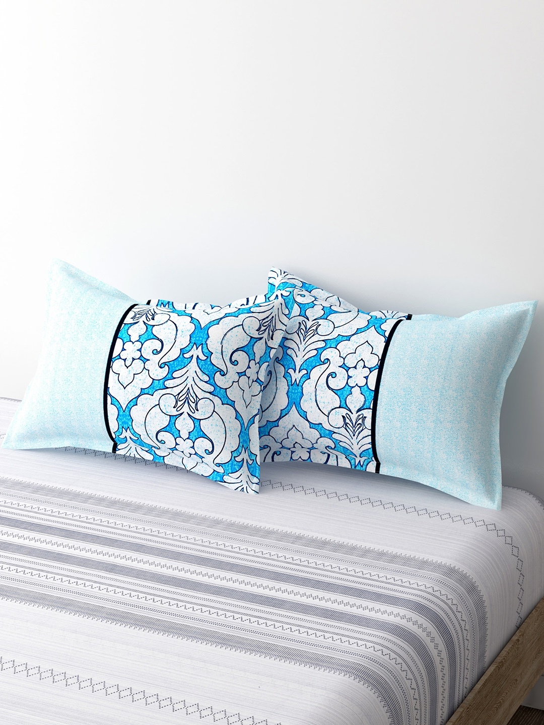 Salona Bichona 2Pcs Blue & White Floral-Printed 120TC Cotton Pillow Covers, Turquoise blue
Salona Bichona 2Pcs Blue & White Floral-Printed 120TC Cotton Pillow Covers, Turquoise blue