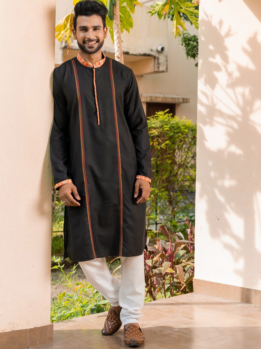 HU - Handcrafted Uniquely Striped Mandarin Collar Thread Work Straight Kurta & Churidar, Black
HU - Handcrafted Uniquely Striped Mandarin Collar Thread Work Straight Kurta & Churidar, Black