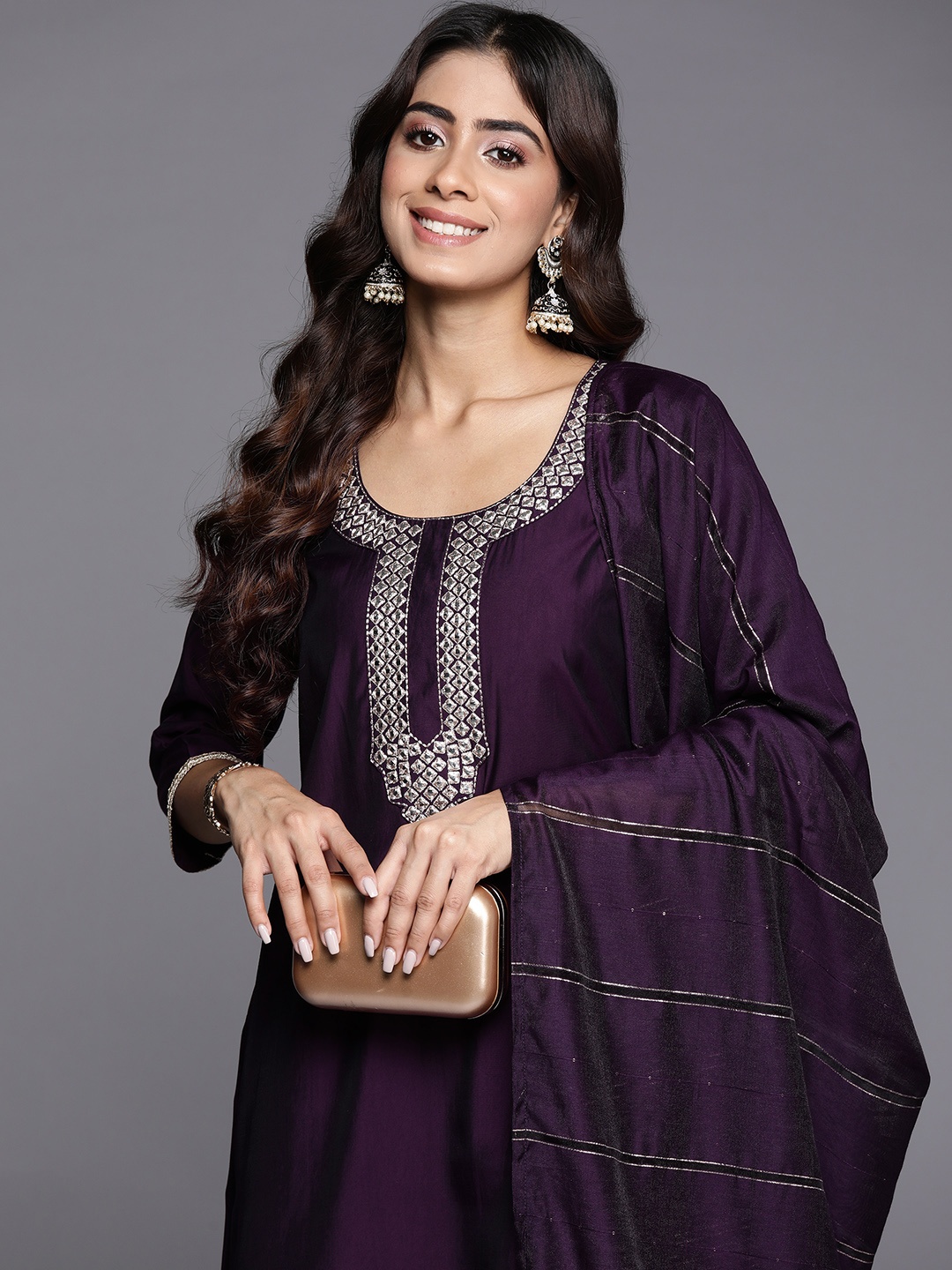 Libas Women Yoke Design Regular Mirror Work Kurta with Trousers Dupatta, Purple
Libas Women Yoke Design Regular Mirror Work Kurta with Trousers Dupatta, Purple