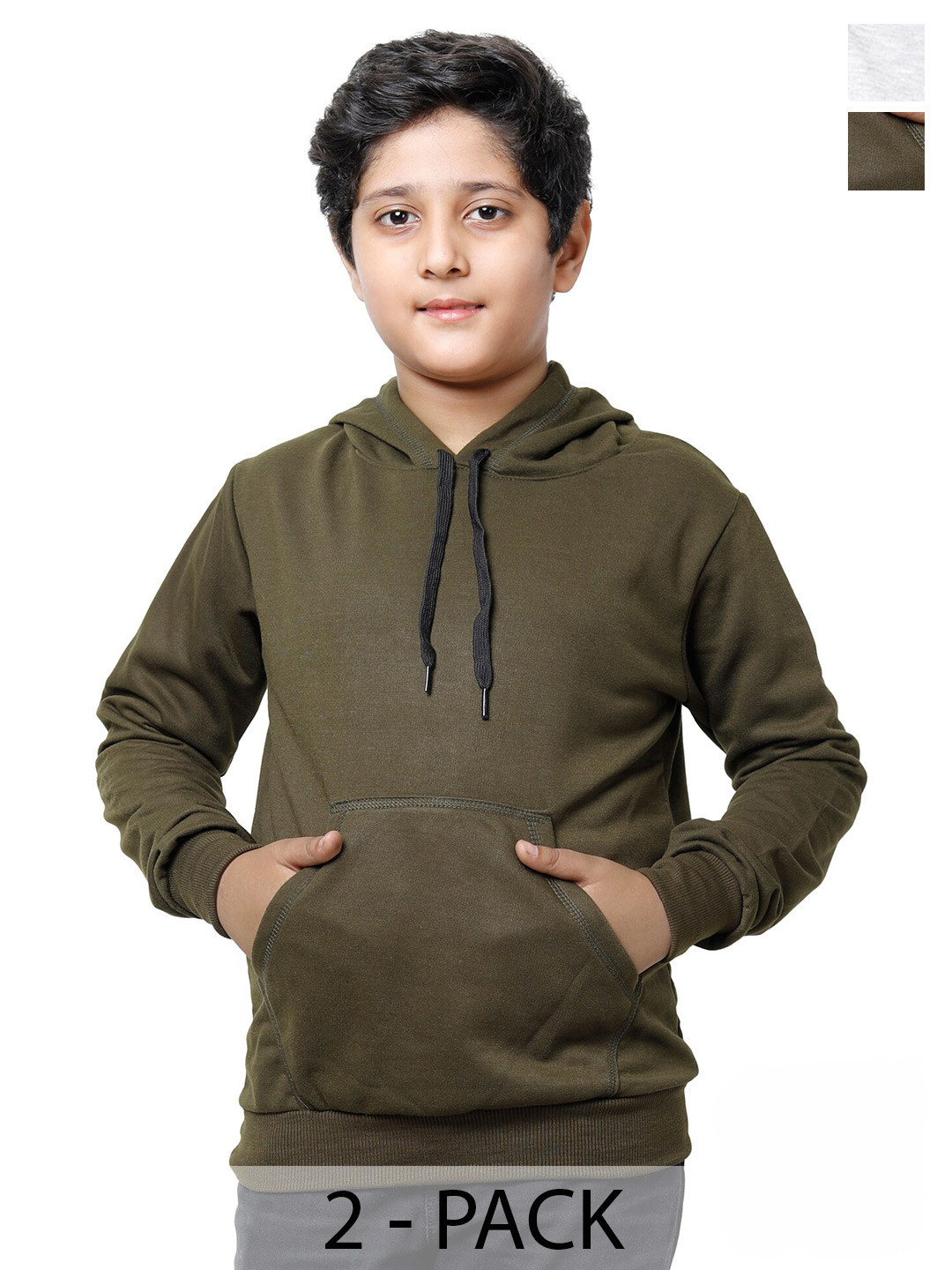 IndiWeaves Boys Pack Of 2 Hooded Fleece Pullover Sweatshirt, Olive 
IndiWeaves Boys Pack Of 2 Hooded Fleece Pullover Sweatshirt, Olive
