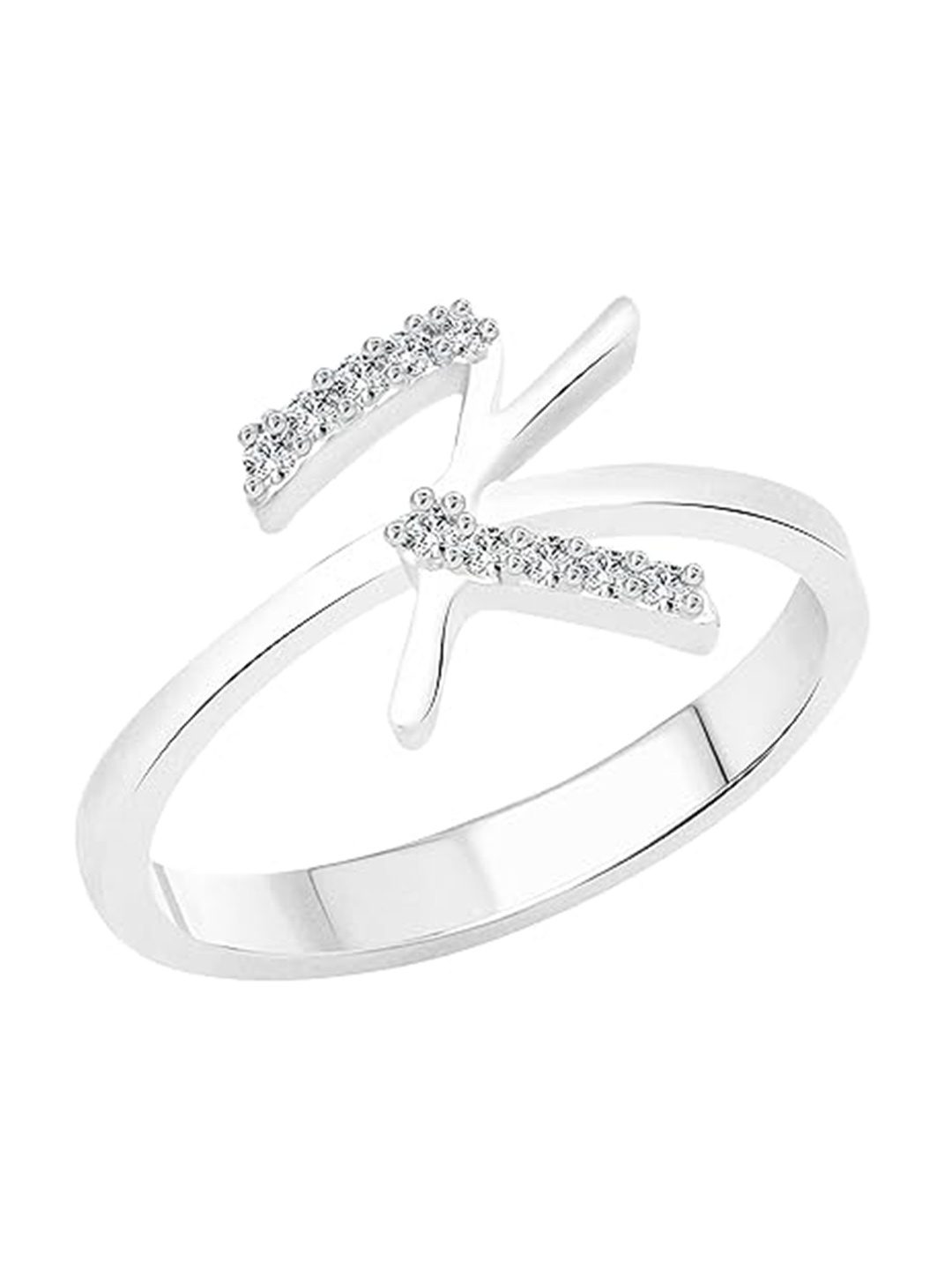 Vighnaharta Rhodium Plated Cubic Zirconia Stone Studded Alphabet K Finger Ring, Silver
Vighnaharta Rhodium Plated Cubic Zirconia Stone Studded Alphabet K Finger Ring, Silver