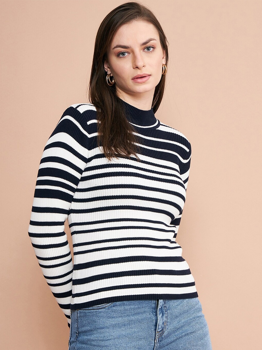 98 Degree North Striped Mock Collar Long Sleeves Acrylic Pullover Sweaters, Navy blue
98 Degree North Striped Mock Collar Long Sleeves Acrylic Pullover Sweaters, Navy blue
