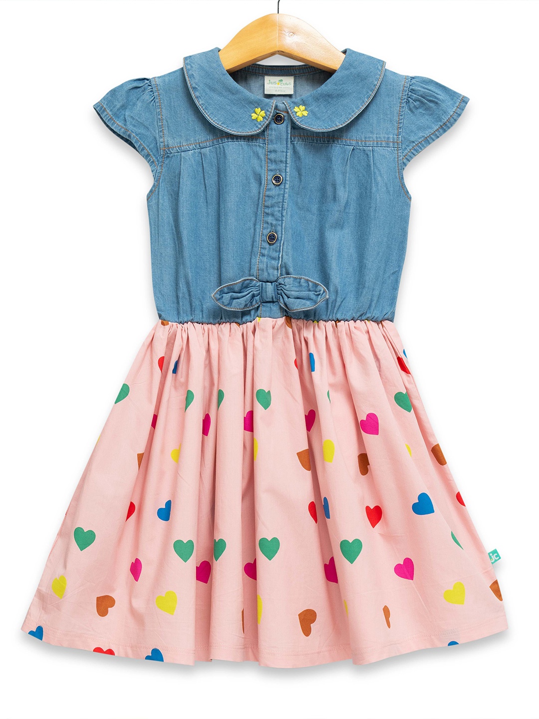JusCubs Conversational Printed Peter Pan Collar Cap Sleeves Cotton Denim Fit & Flare Dress, Pink
JusCubs Conversational Printed Peter Pan Collar Cap Sleeves Cotton Denim Fit & Flare Dress, Pink
