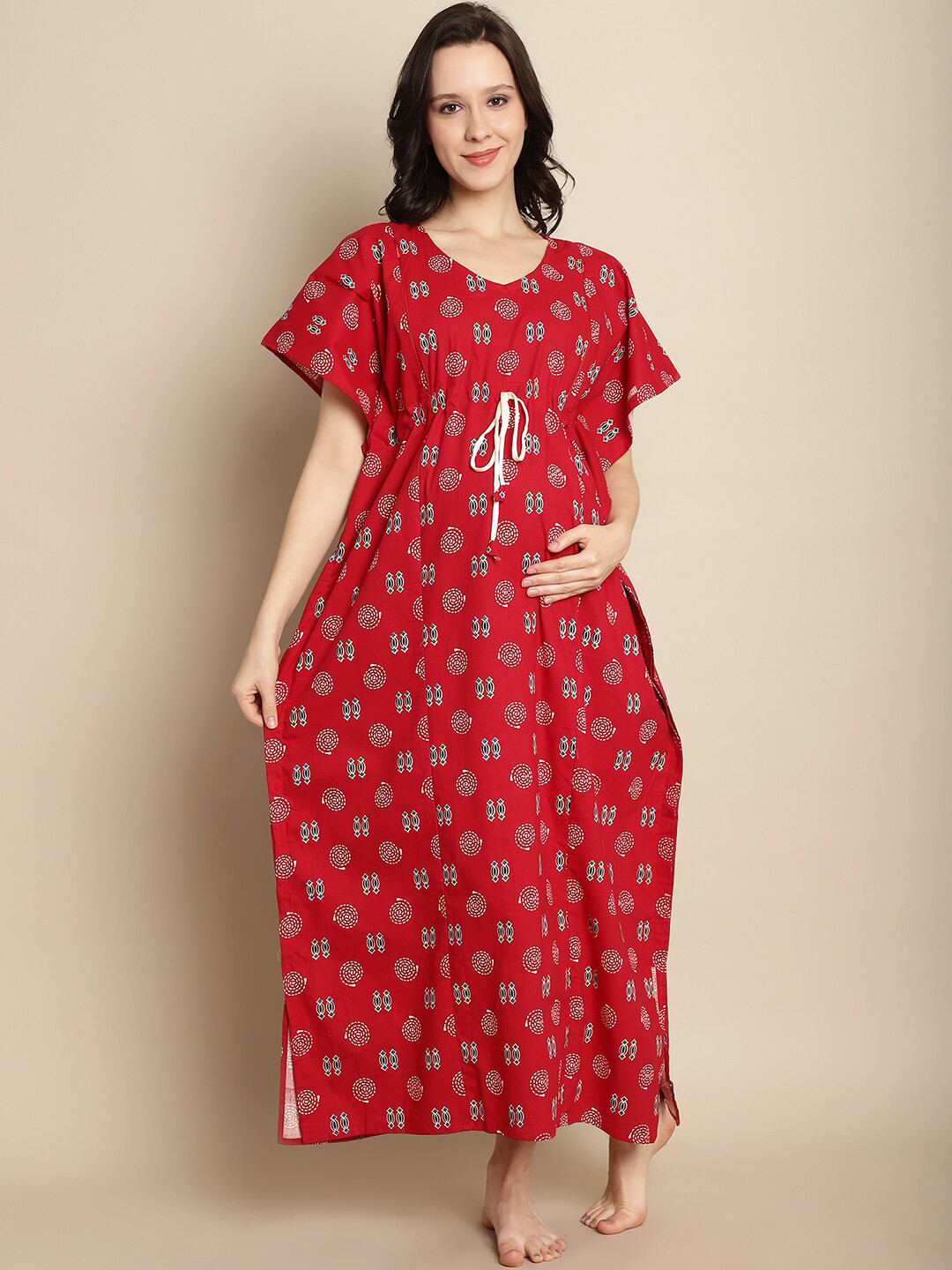 Secret Wish Maternity Floral Printed Pure Cotton Maxi Kaftan Nightdress, Red
Secret Wish Maternity Floral Printed Pure Cotton Maxi Kaftan Nightdress, Red
