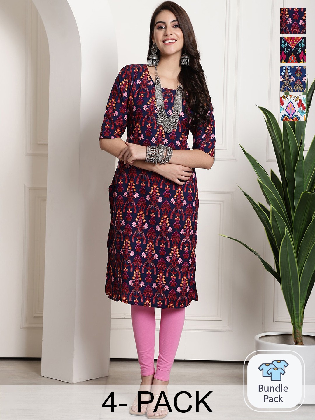 7Threads Women Multicoloured Floral Printed Cold-Shoulder Sleeves Thread Work Crepe Kurta, Multi
7Threads Women Multicoloured Floral Printed Cold-Shoulder Sleeves Thread Work Crepe Kurta, Multi