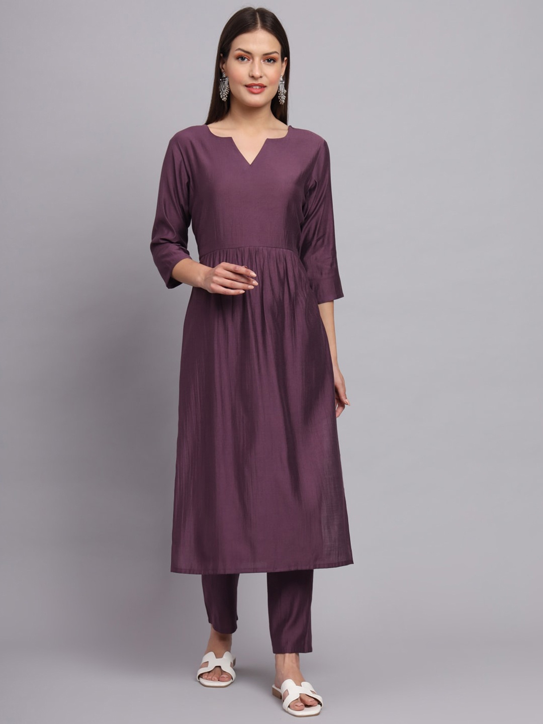 FABDYOR Purple A-Line Midi Dress