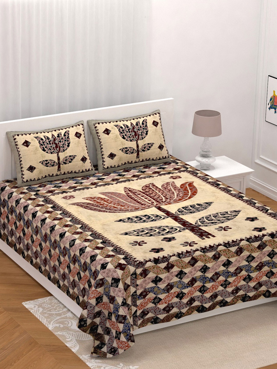 LIVING ROOTS Cream & Brown Floral Pure Cotton 300 TC King Bedsheet with 2 Pillow Covers
LIVING ROOTS Cream & Brown Floral Pure Cotton 300 TC King Bedsheet with 2 Pillow Covers