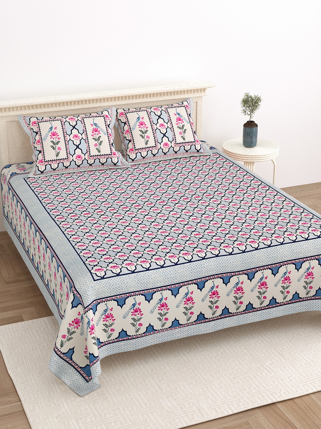 LIVING ROOTS Super King Size Jaipur Block Print Cotton Double Bedsheet & 2 Pillow Covers, Grey
LIVING ROOTS Super King Size Jaipur Block Print Cotton Double Bedsheet & 2 Pillow Covers, Grey