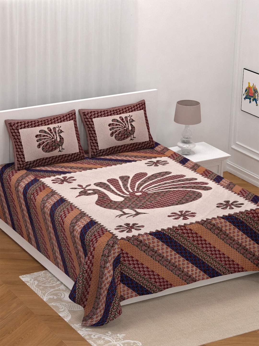 LIVING ROOTS Super King Size Jaipur Block Print Cotton Double Bedsheet & 2 Pillow Covers, Brown
LIVING ROOTS Super King Size Jaipur Block Print Cotton Double Bedsheet & 2 Pillow Covers, Brown