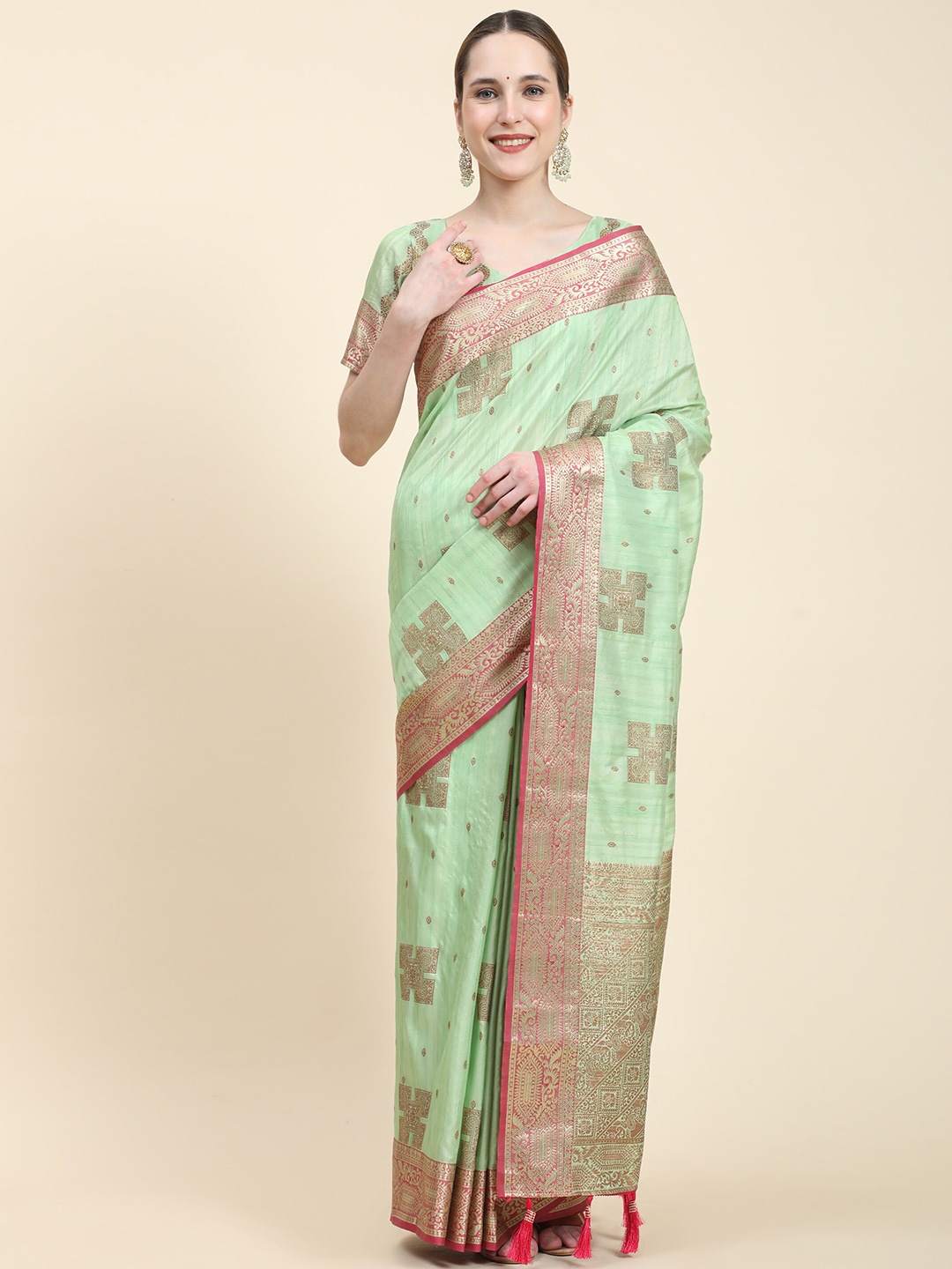Ekta Textiles Ethnic Motifs Woven Design Zari Detailed Pure Silk Banarasi Saree, Green
Ekta Textiles Ethnic Motifs Woven Design Zari Detailed Pure Silk Banarasi Saree, Green