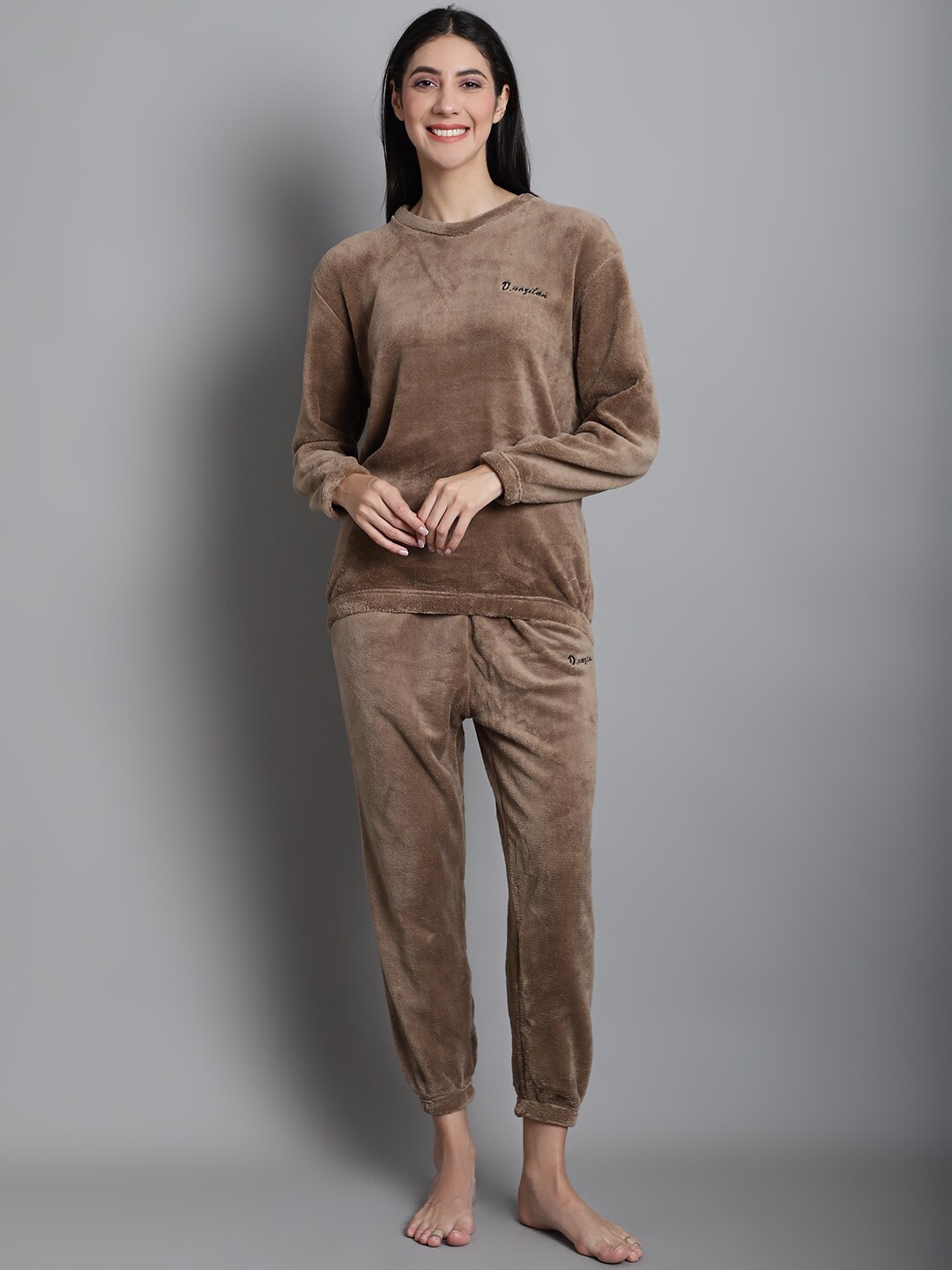 Jinfo Round Neck Night Suit, Brown