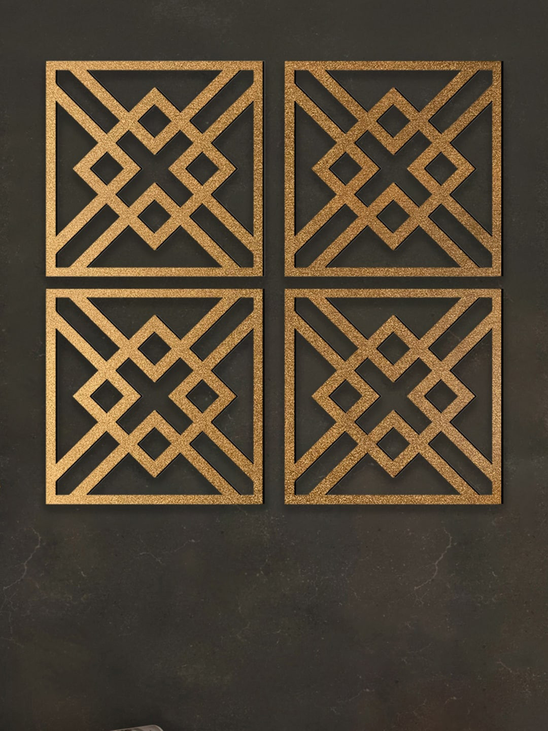 Art Street Metallic-toned 4 Pieces Triangle Design MDF Jharokha Jali 3D Wall Decor, Gold
Art Street Metallic-toned 4 Pieces Triangle Design MDF Jharokha Jali 3D Wall Decor, Gold