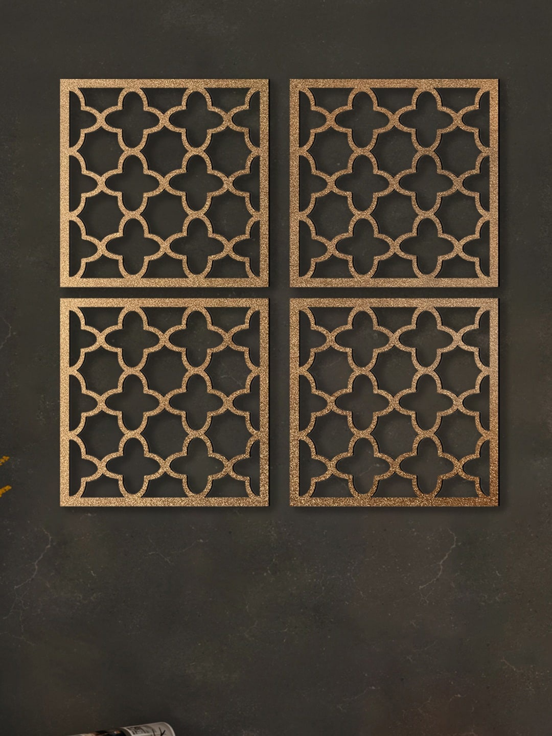 Art Street Metallic-toned 4 Pieces Floral Design MDF Jharokha Jali 3D Wall Decor, Gold
Art Street Metallic-toned 4 Pieces Floral Design MDF Jharokha Jali 3D Wall Decor, Gold