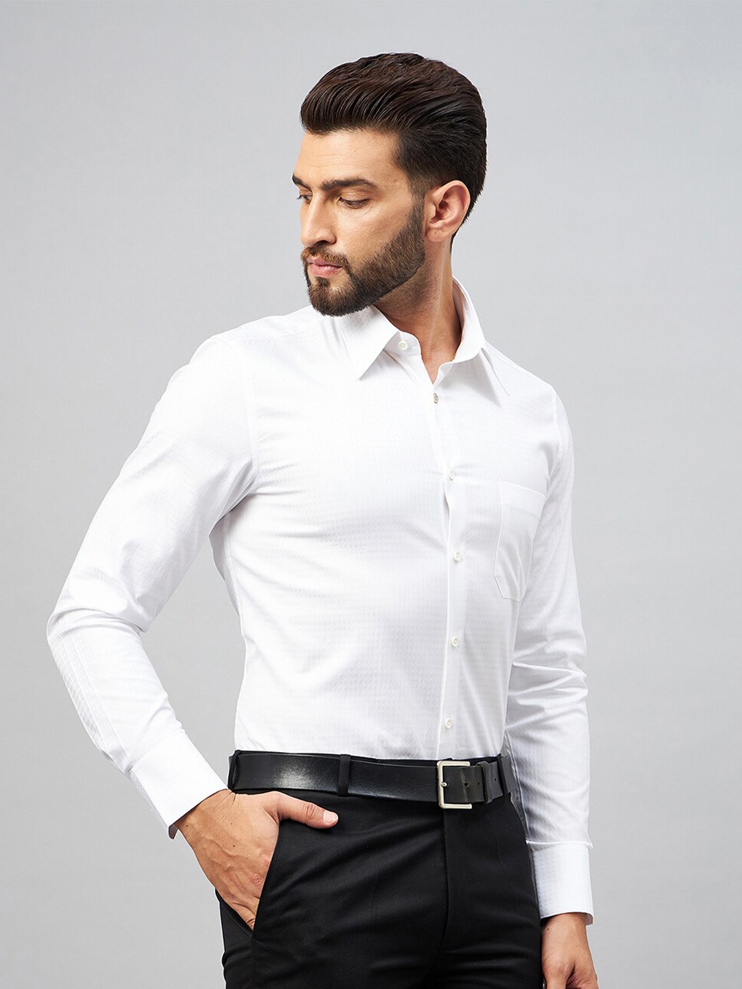 LOUIS STITCH Geometric Woven Design Comfort Regular Fit Cotton Formal Shirt, White
LOUIS STITCH Geometric Woven Design Comfort Regular Fit Cotton Formal Shirt, White