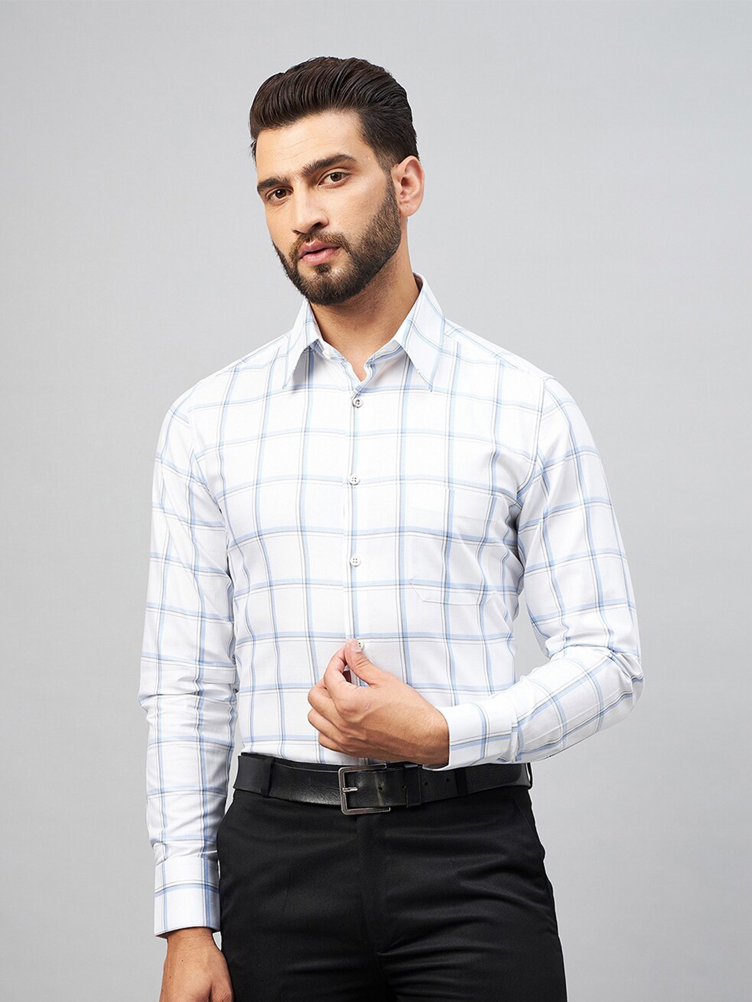 LOUIS STITCH Comfort Windowpane Checked Spread Collar Pure Cotton Formal Shirt, White
LOUIS STITCH Comfort Windowpane Checked Spread Collar Pure Cotton Formal Shirt, White