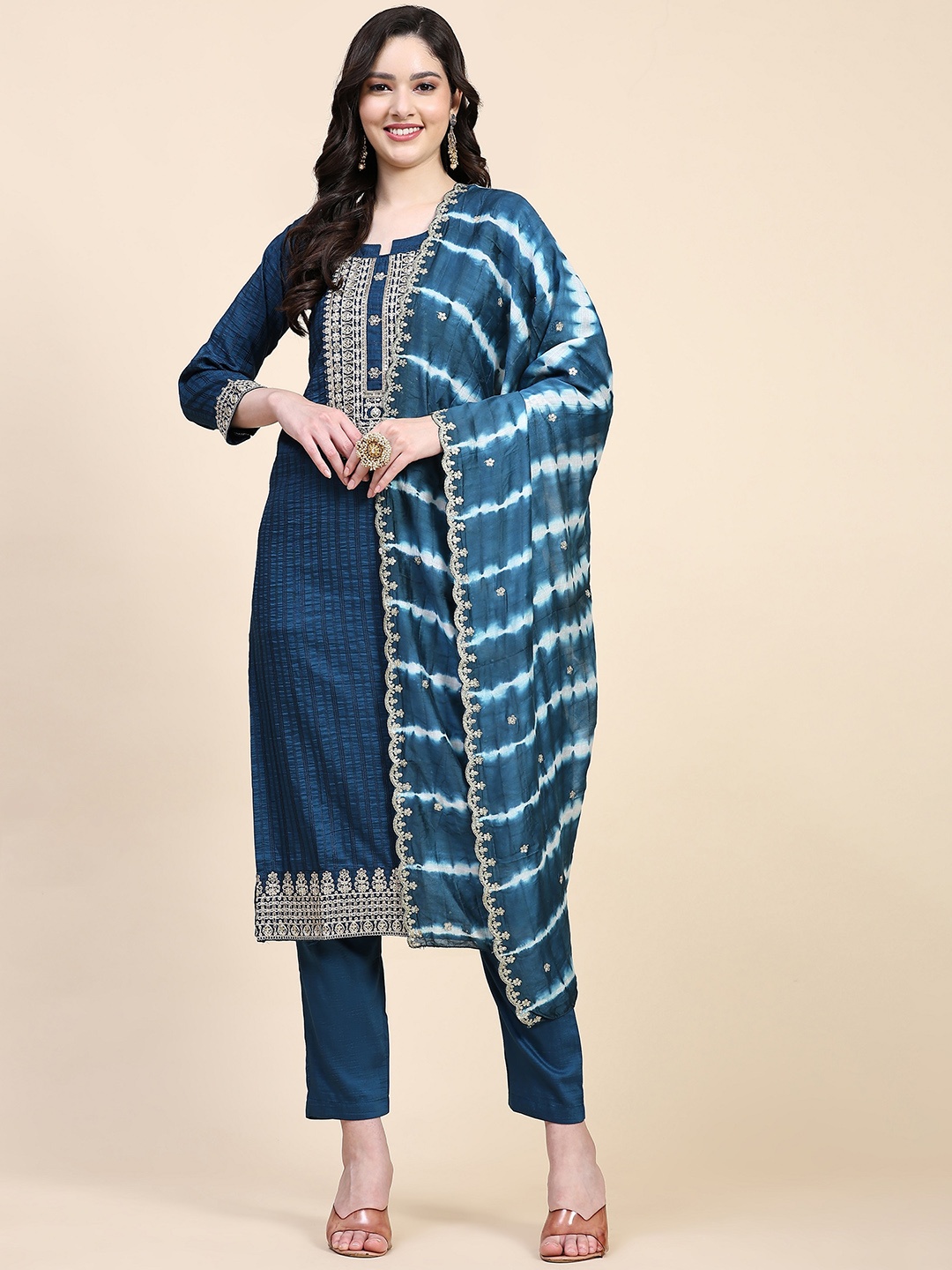 Nivah Fashion Ethnic Motifs Yoke Design Pure Cotton Kurta & Trousers With Dupatta, Teal
Nivah Fashion Ethnic Motifs Yoke Design Pure Cotton Kurta & Trousers With Dupatta, Teal