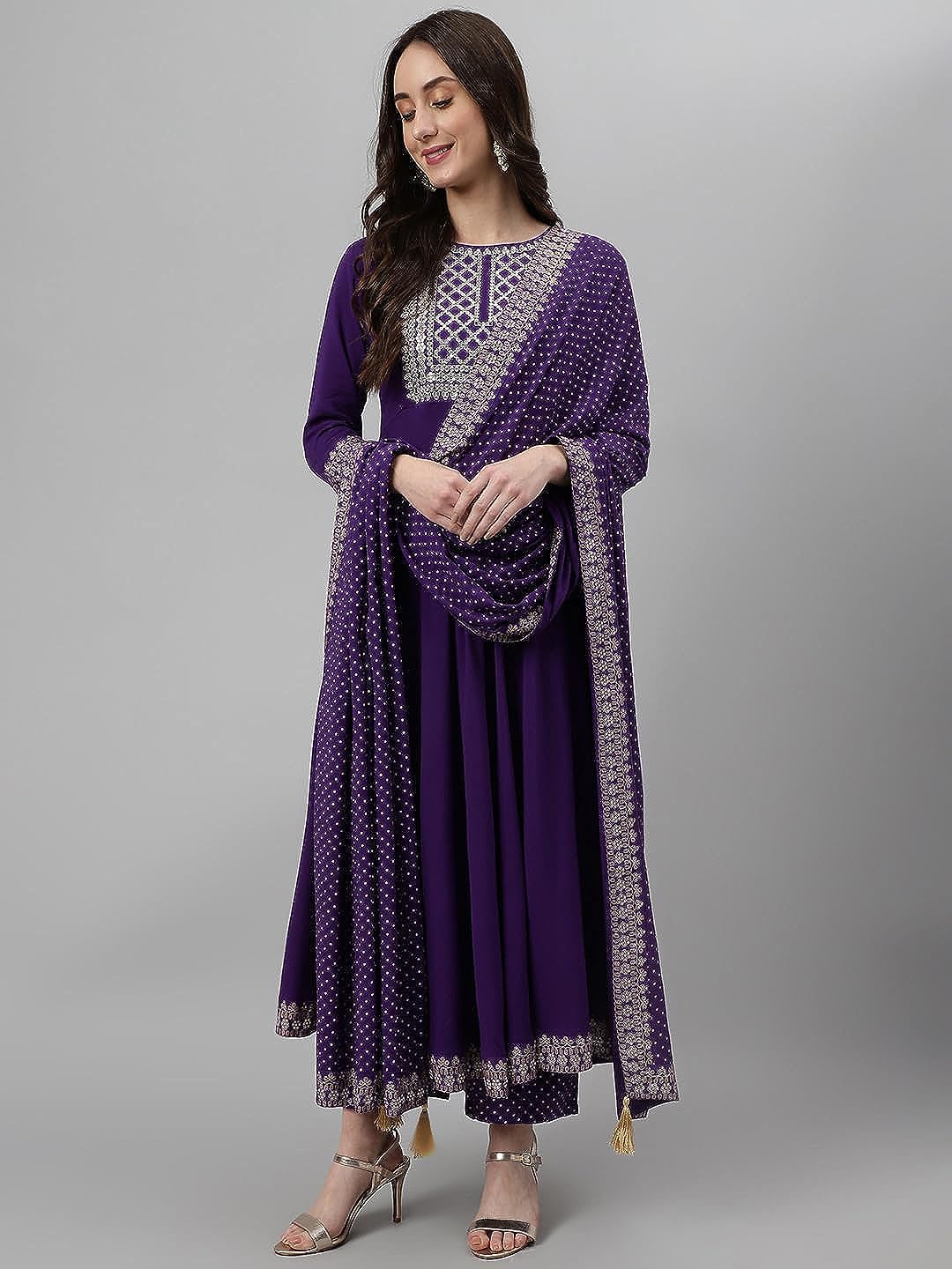 Nivah Fashion Ethnic Motifs Yoke Design Thread Work Kurta with Trousers & With Dupatta, Purple
Nivah Fashion Ethnic Motifs Yoke Design Thread Work Kurta with Trousers & With Dupatta, Purple