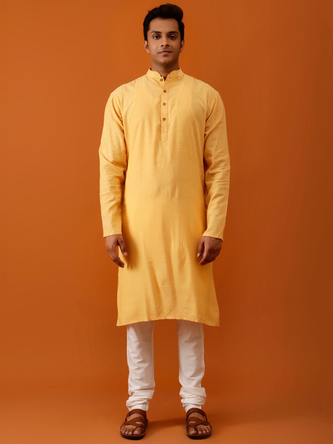 Streaks & Crosses Mandarin Collar Pure Cotton Straight Kurta with Churidar, Yellow
Streaks & Crosses Mandarin Collar Pure Cotton Straight Kurta with Churidar, Yellow